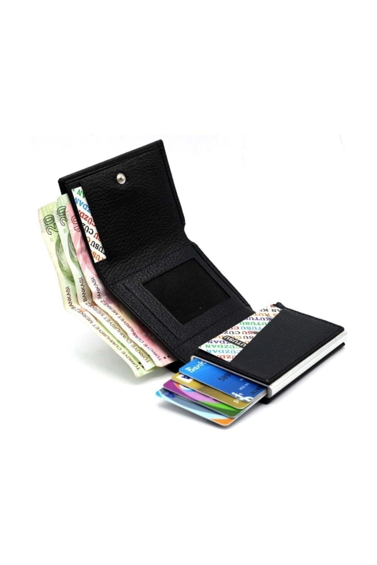 کیف پول مردانه مکانیزم چرمی واقعی سیاه و سفید کارت مقدس 5550 Westpolo