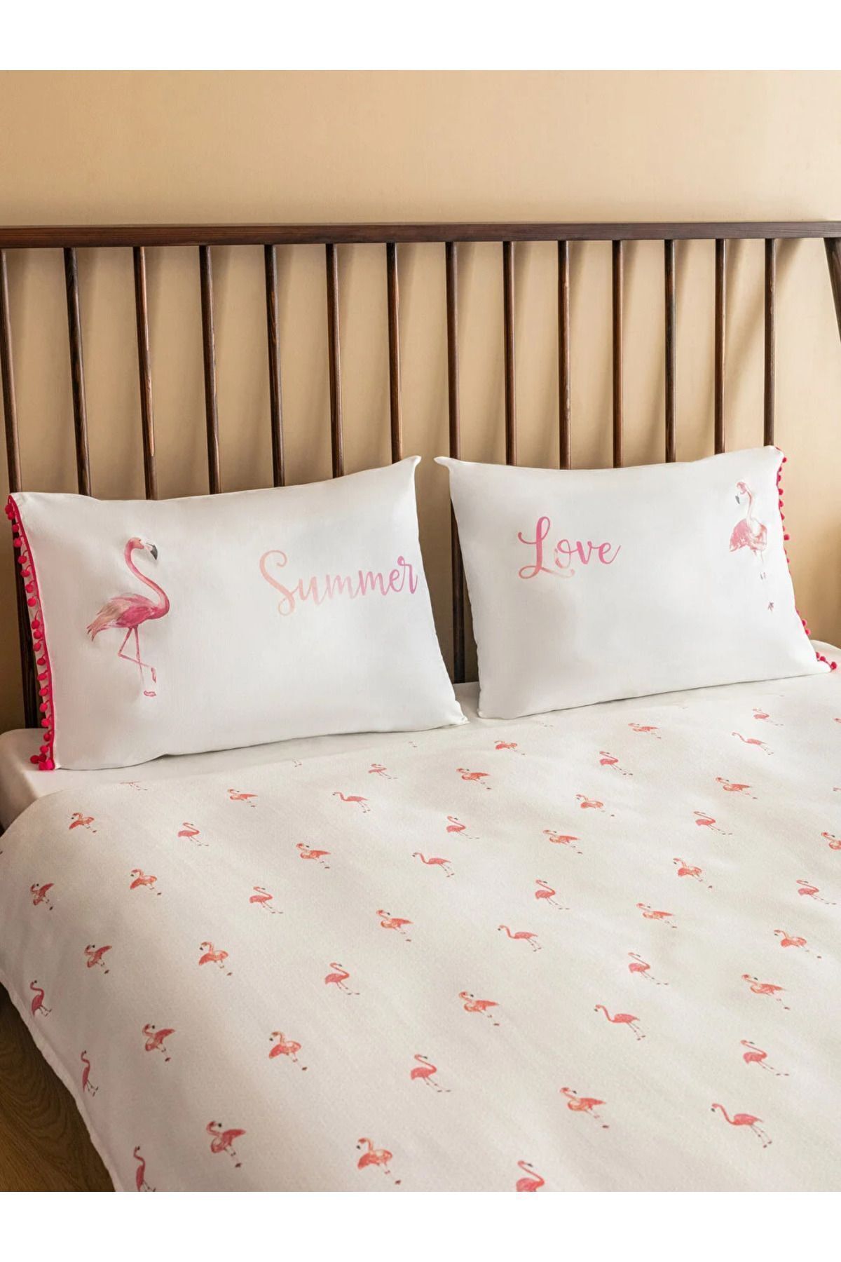 LC Waikiki-Set de știucă albă Lcw Home Pink Flamingo imprimat dublu (TRANSMISIBIL). 3
