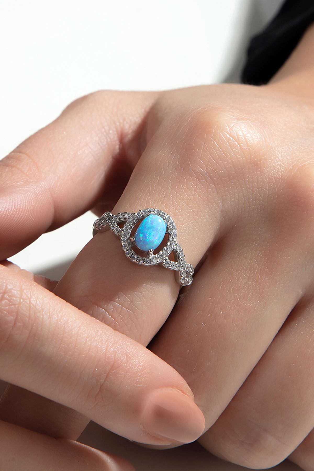 Oval Opal Taşlı Gümüş Yüzük - 13 2
