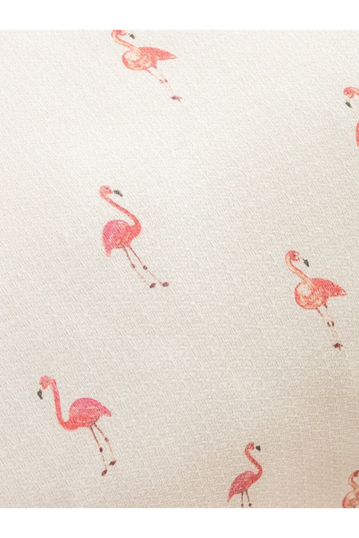 LC Waikiki-Set de știucă albă Lcw Home Pink Flamingo imprimat dublu (TRANSMISIBIL). 5