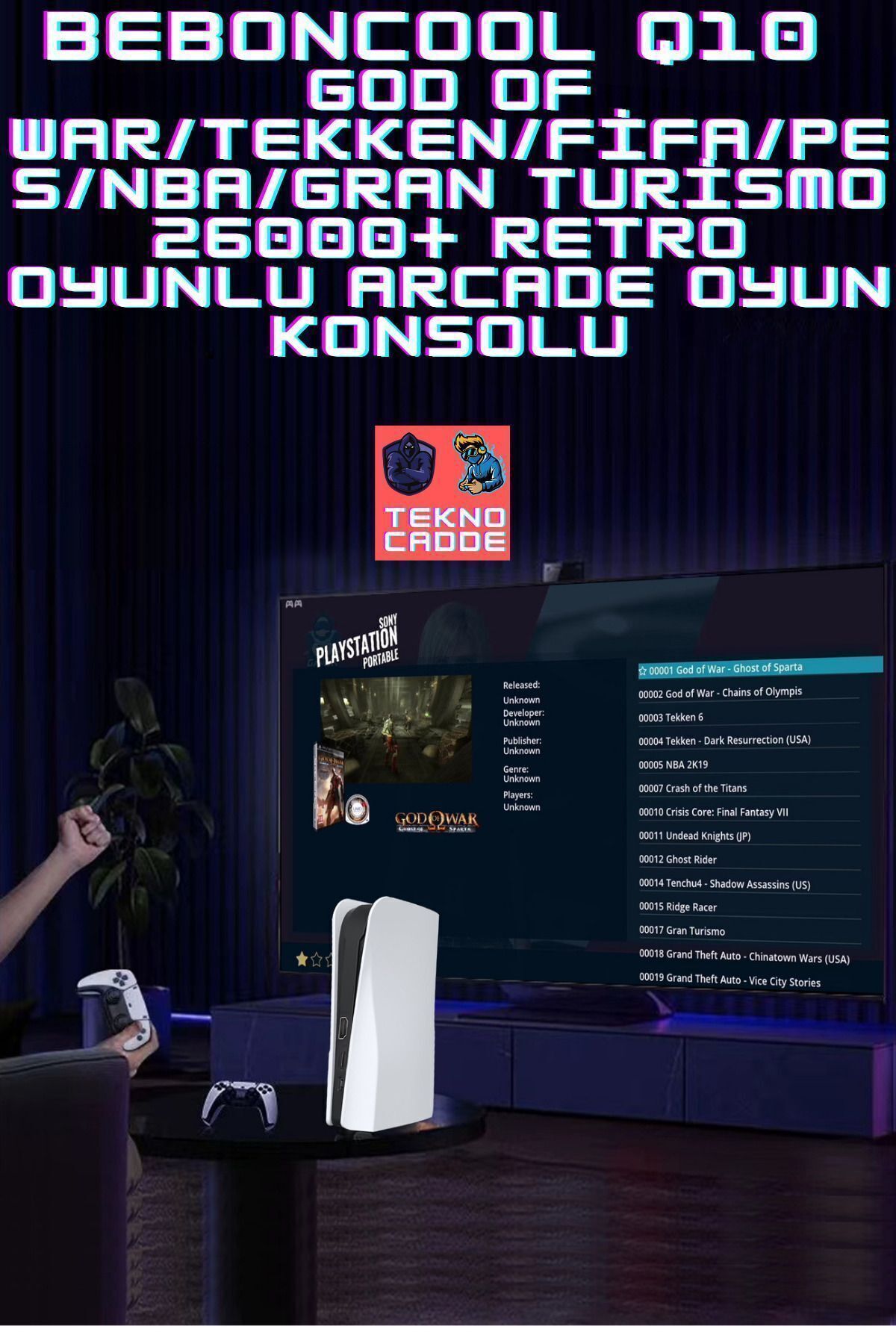 Q10 PS/PSP GOW/Tekken/NBA/GTA/PES/CallOfDuty/Mario 26000+ Oyunlu 3D Oyun Konsolu Atari 2