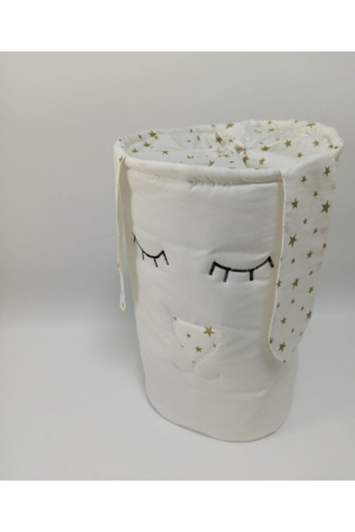 Ege HOME Decoration&Accessories Beyaz Gold Yıldız Oyuncak Kirli Sepeti Cocuk Camasir Sepeti