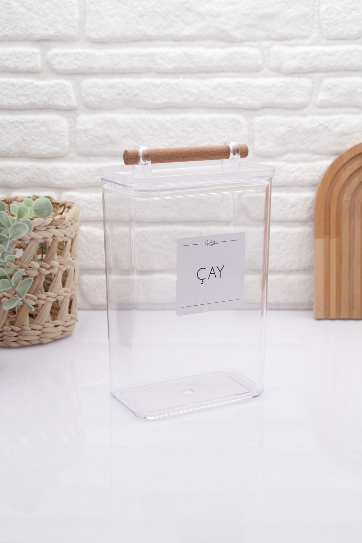 zezedesing Vacuum Transparent Tea Jar with Wooden Handle 2100ml