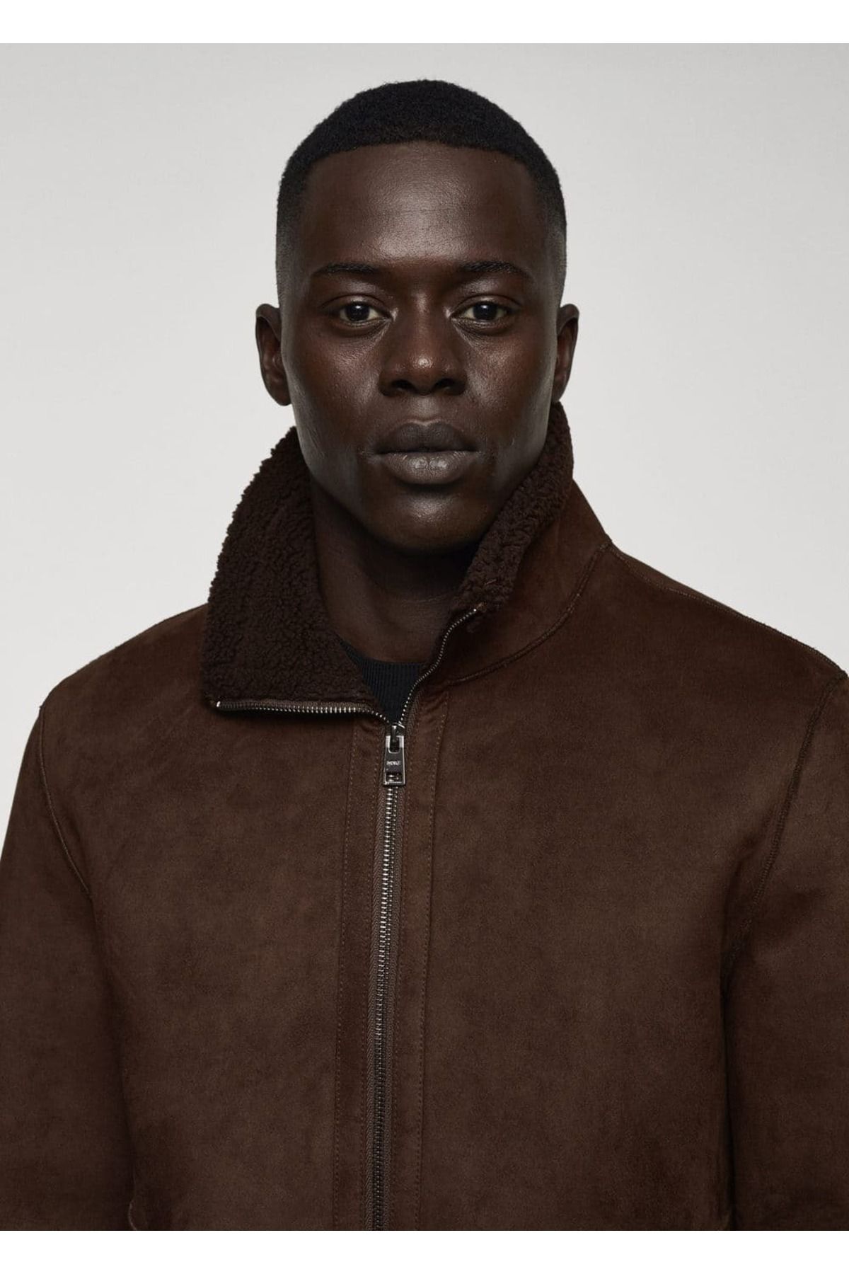 MANGO Man-Jacke in Lederoptik mit Kunstfellfutter 8