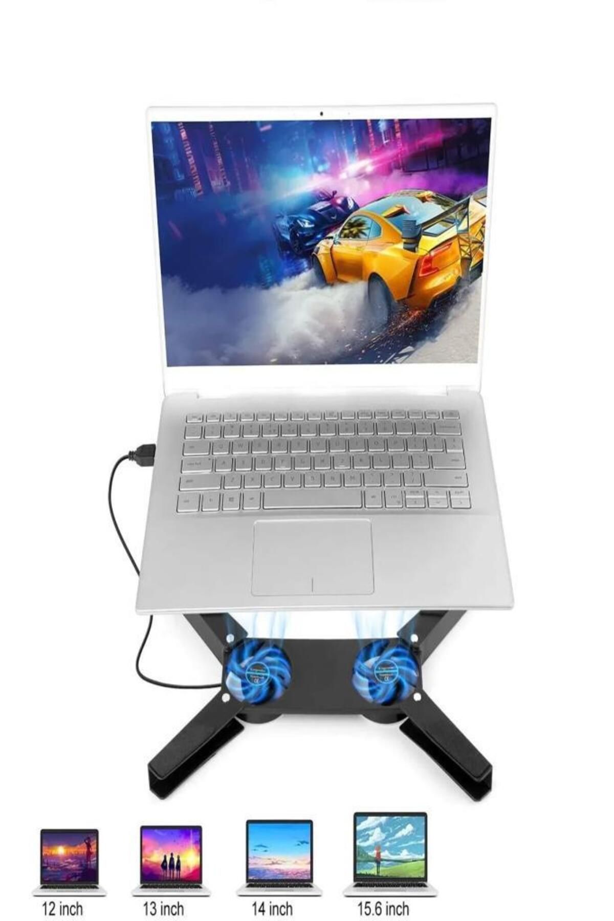 Nirnisa 7 - 15 inch 2 Fanlı Hızlı Soğutma Katlanabilir Macbook Laptop Soğutucu Tablet Yükseltici Usb Stand