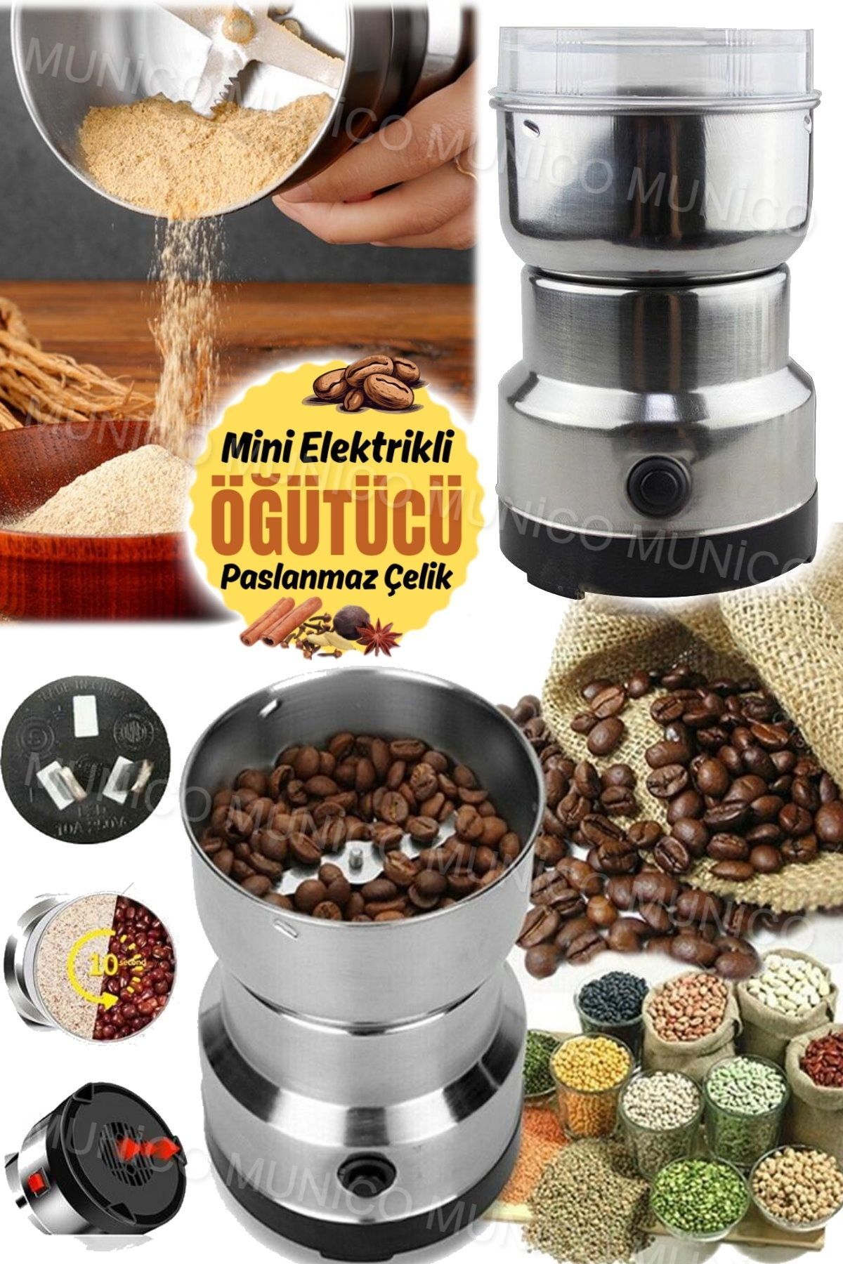Elektrikli Kahve Değirmen Fındık ve Baharatlar İçin Hızlı Öğütme Kapasite Elektrikli Tahıl Değirmen 7
