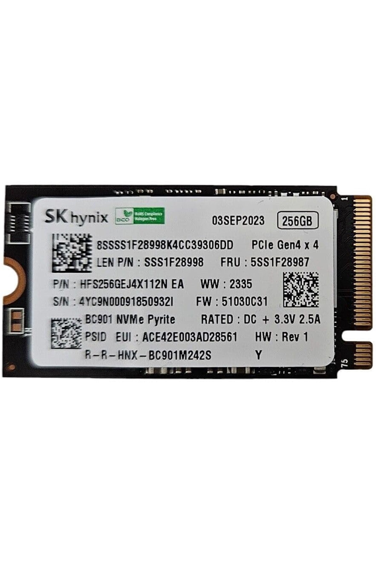 Hynix SK HYNIX HFS256GEJ4X112N 2242 256GB M2 NVME SSD(KUTUSUZ Hynix SK HYNIX HFS256GEJ4X112N 2242 256GB M2 NVME SSD(KUTUSUZ
