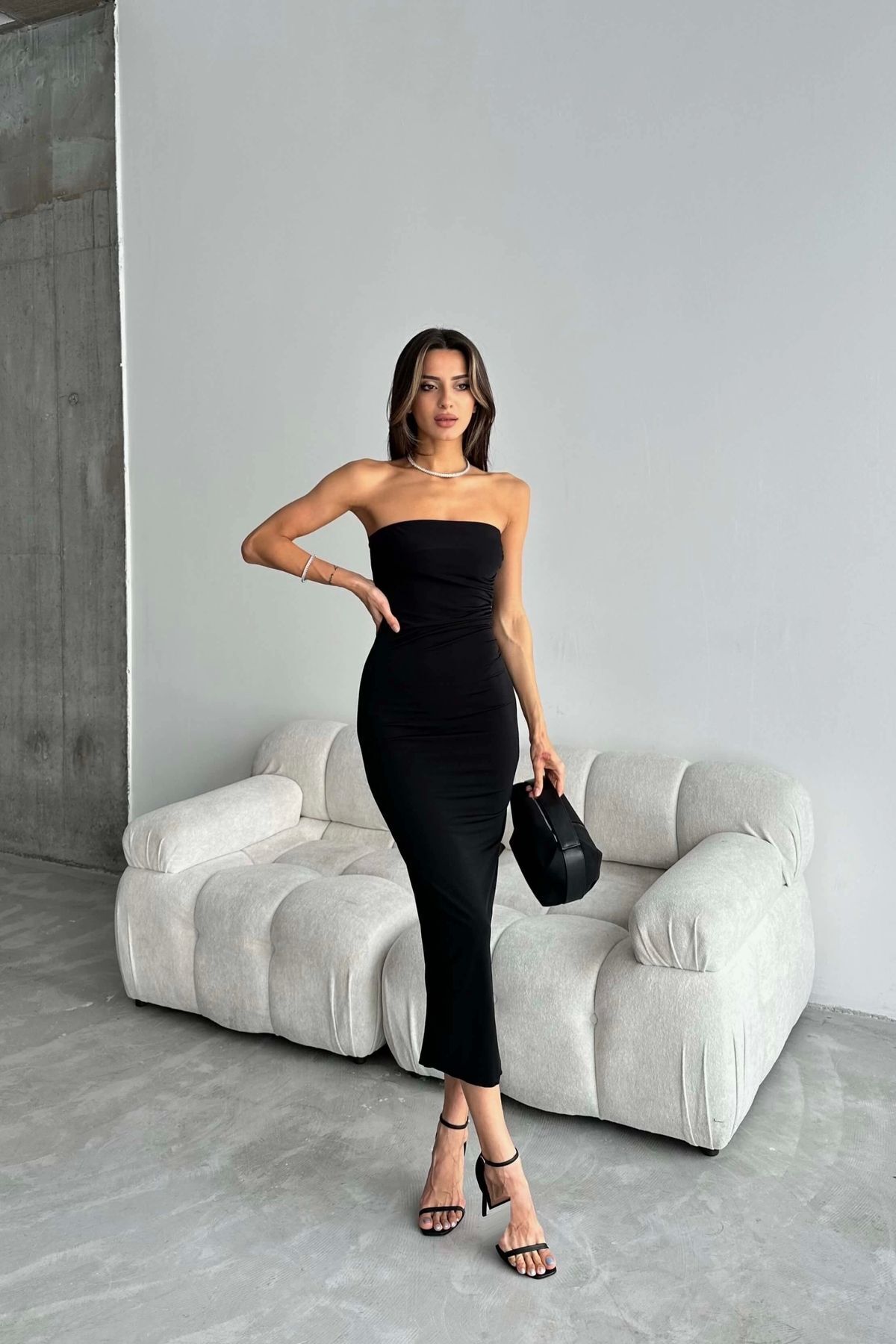 Eka-Woman's Black Strapless Dress 1018-0287 5