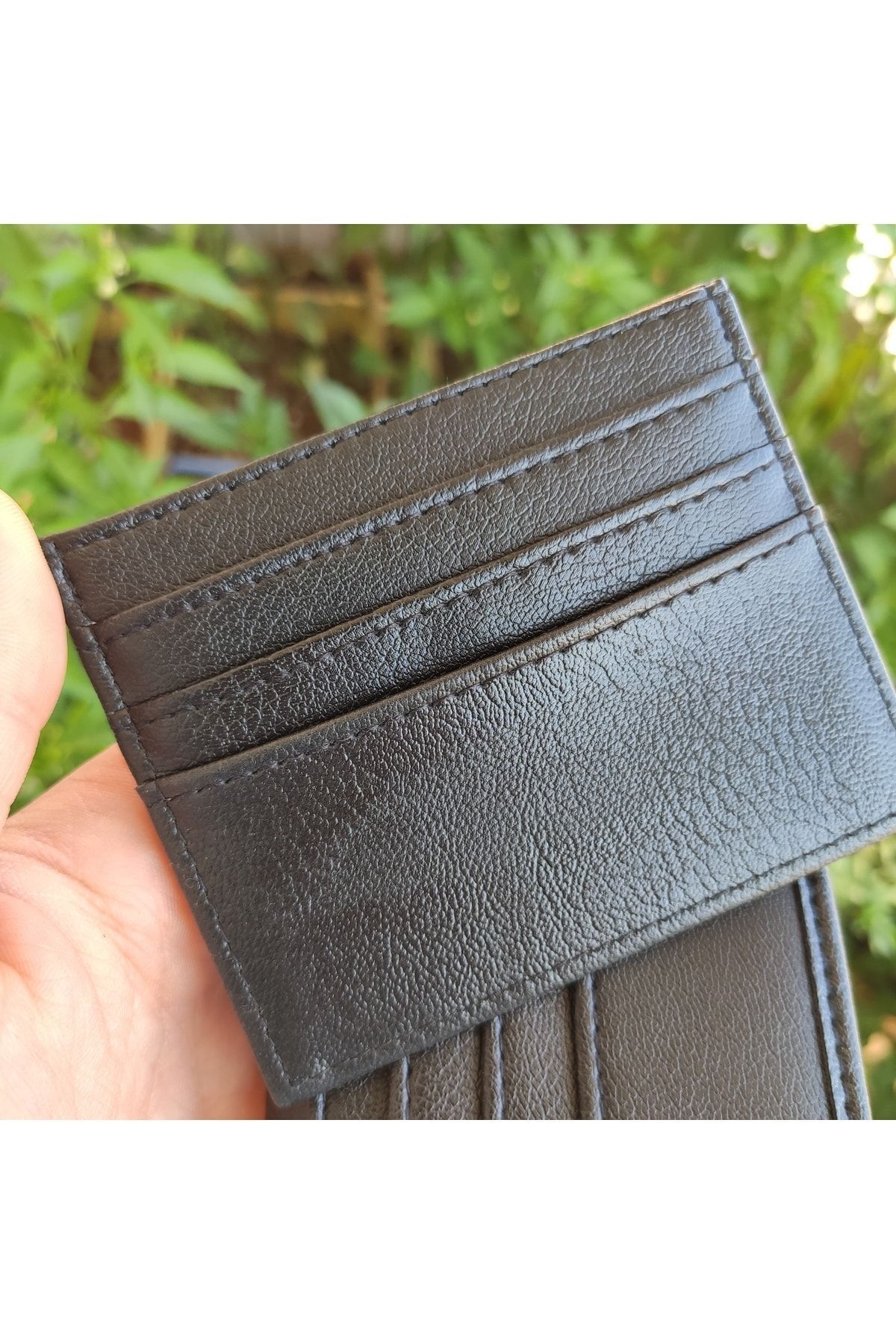 derisiparis  Unisex Siyah Suni Deri Isim Baskılı Kişiye Özel Cüzdan Kartlık - Görsel 8