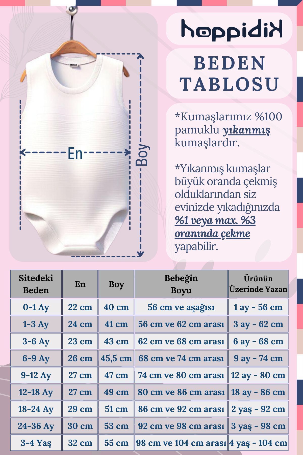 بادی نوزادی پسرانه – دخترانه صورتی Hoppidik | Askılı Basic Body Seti اورجینال - تصویر 4