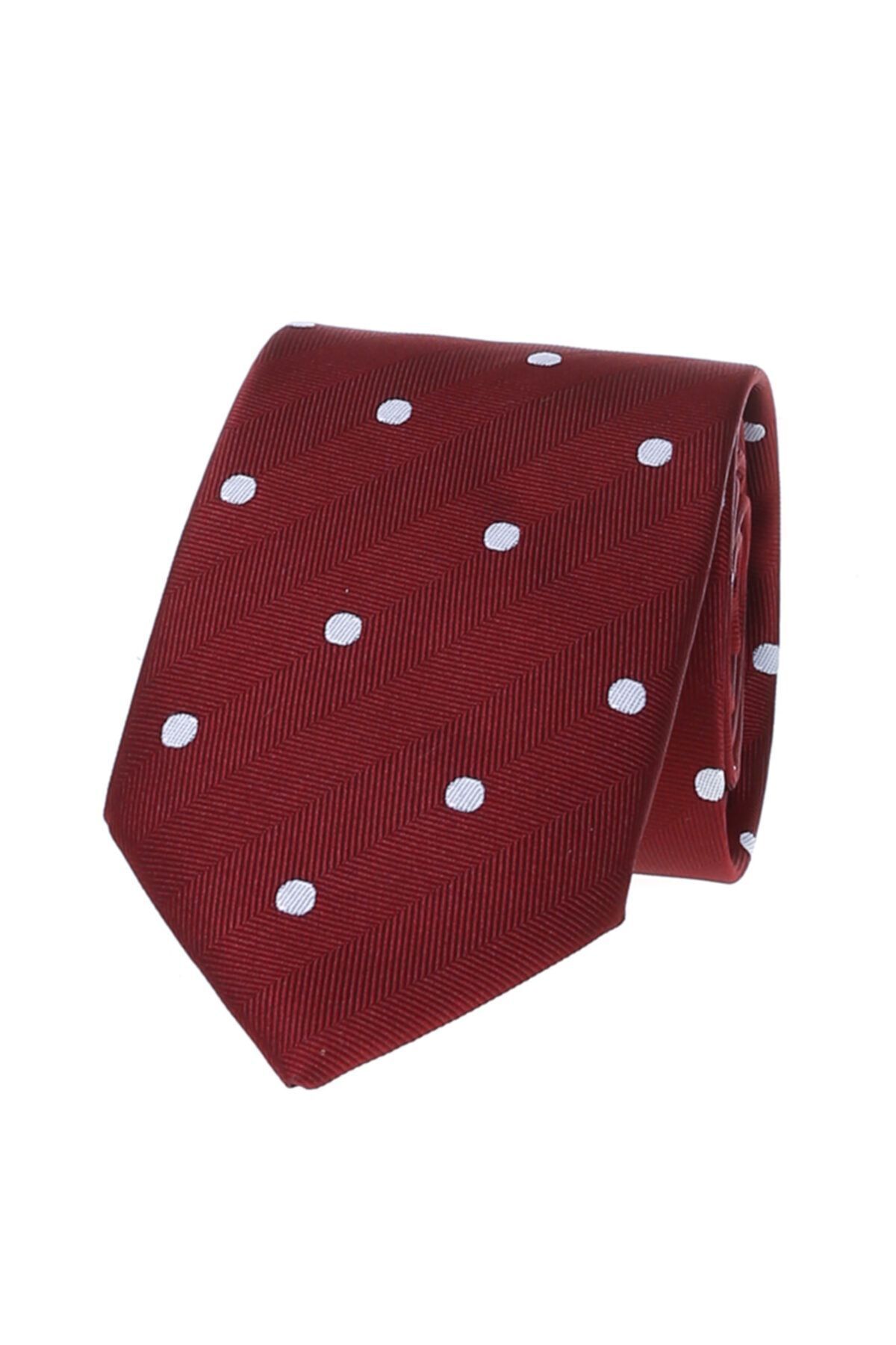 ALTINYILDIZ CLASSICS Erkek Beyaz - Bordo Kravat-mendil Set