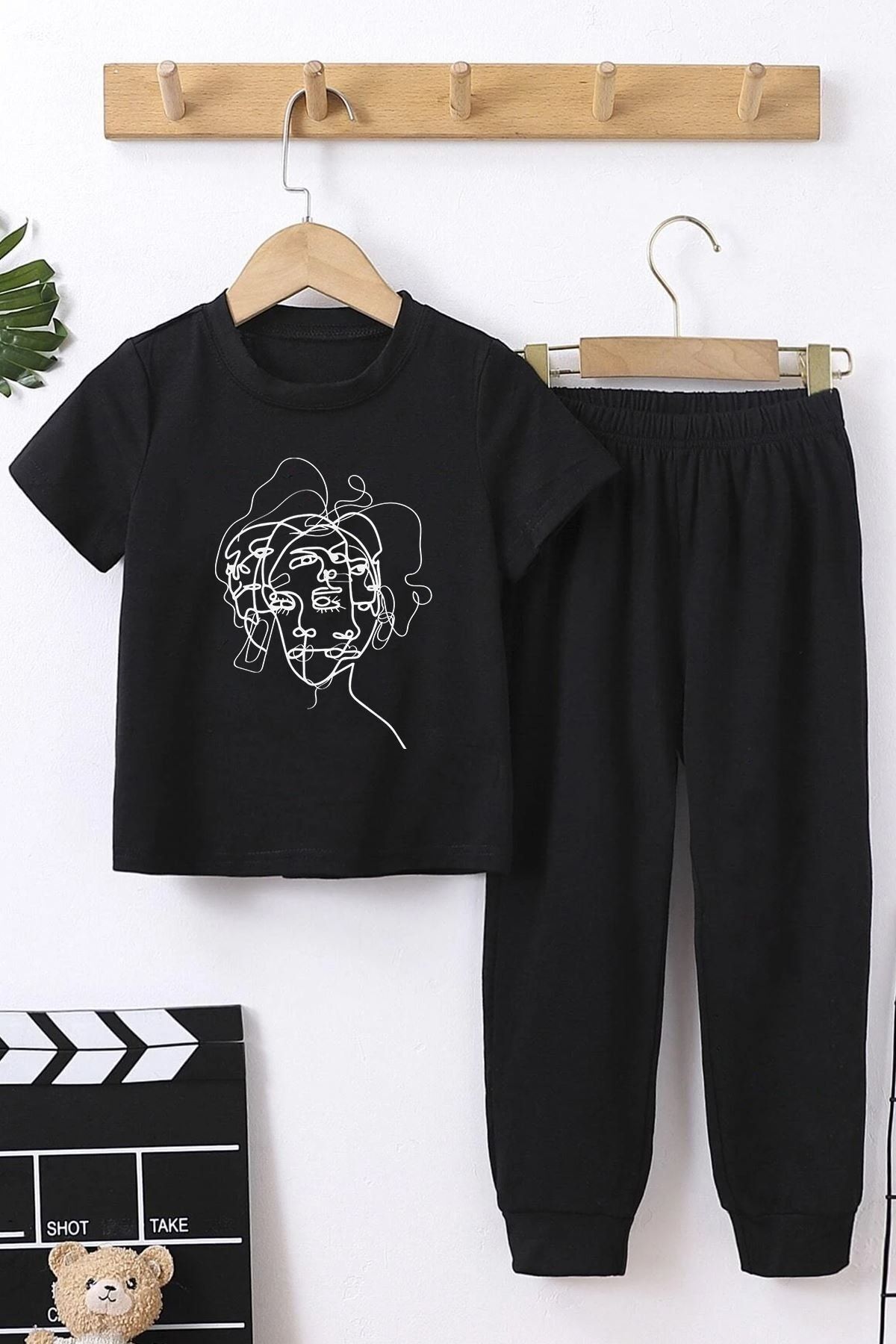trendypassion Copii Femeie One Line Bottom - Top Set De Trening Unisex - 7-8 ani