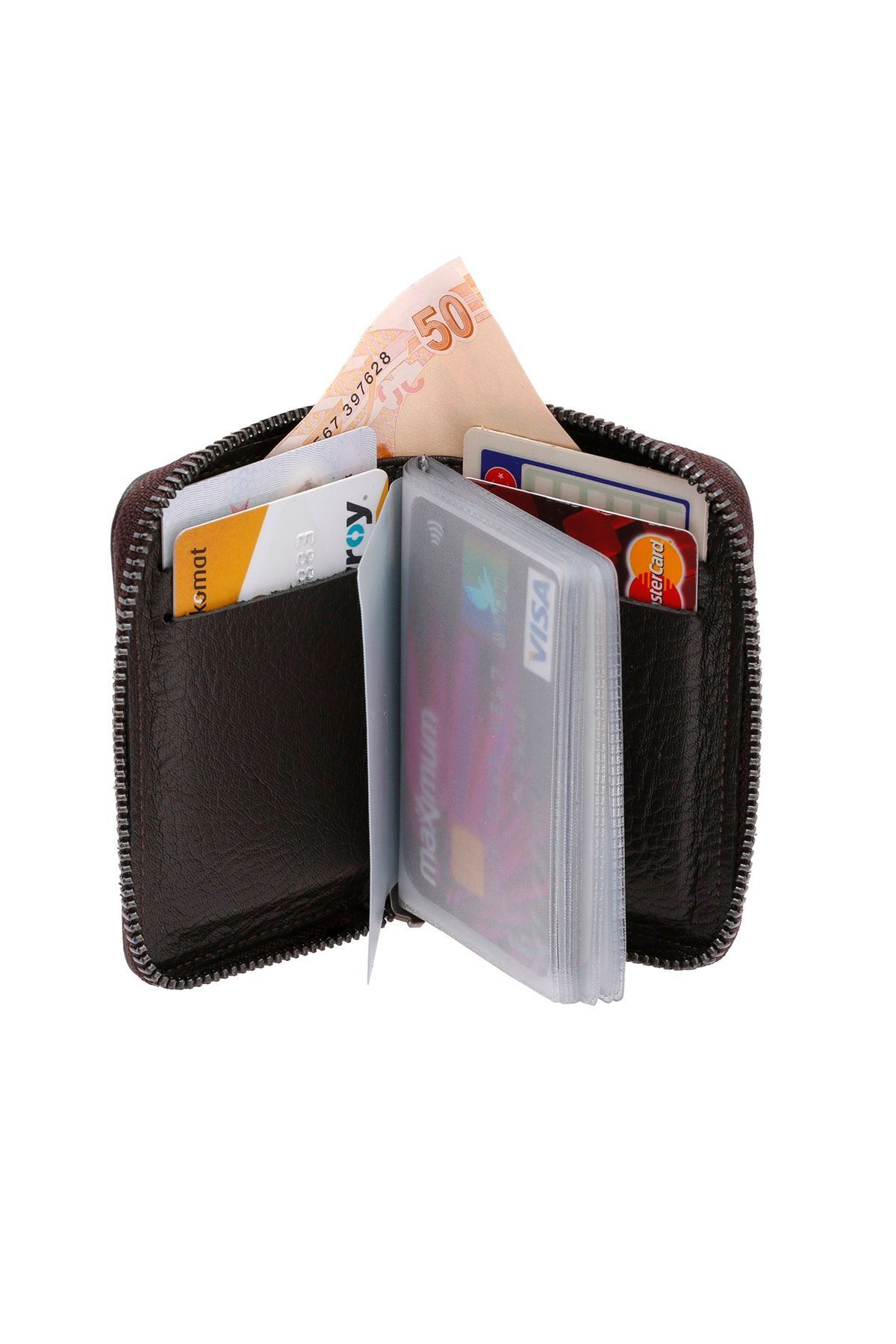 کیف پول مردانه و زنانه WEST POLO GENUAL چرمی یونیسکس ZIPPERED CARD Westpolo