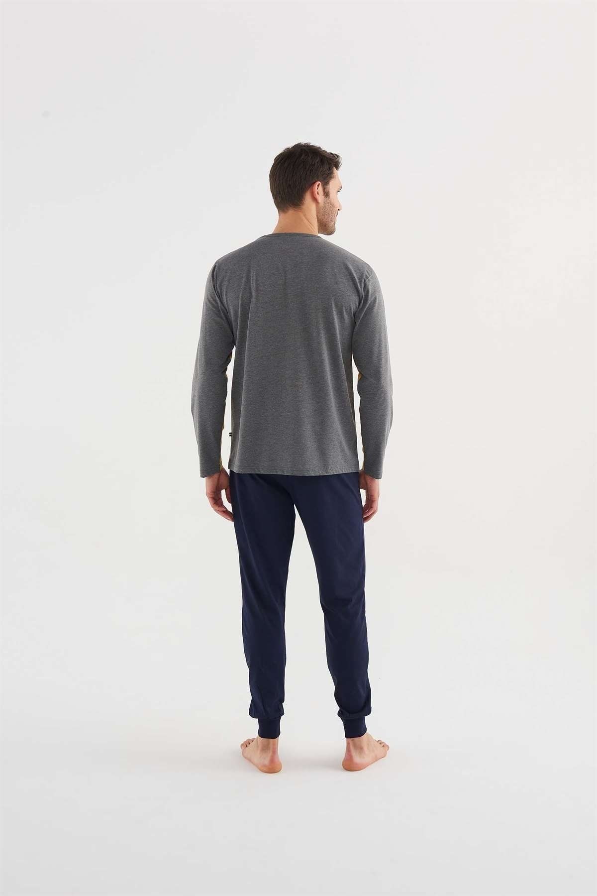 ست پیژامه آبی مردانه لباس خواب یقه گرد 18625 23k U.S. Polo Assn.