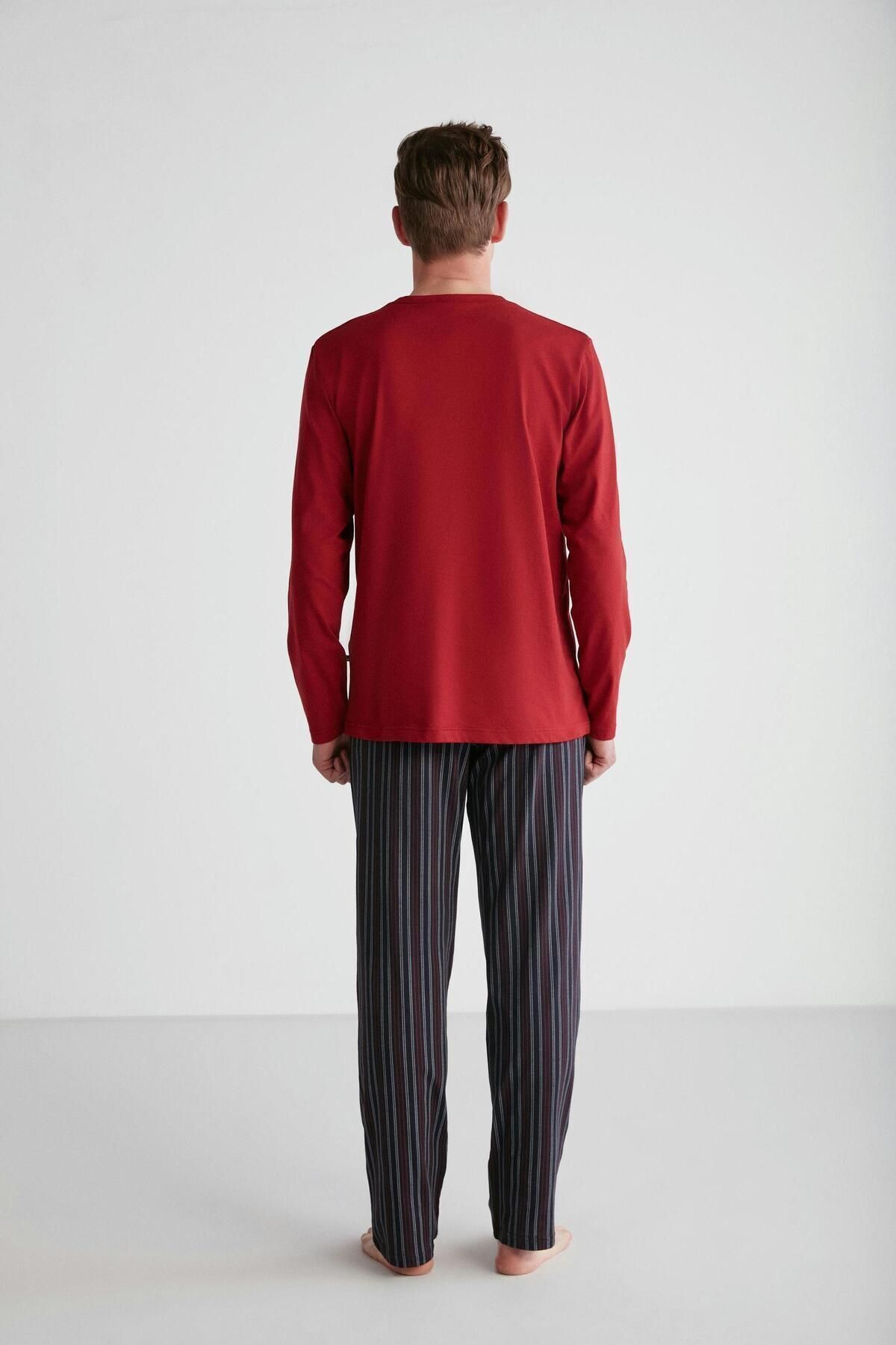 ست پیژامه چند رنگ مردانه لباس خواب Claret Red U.S. Polo Assn.