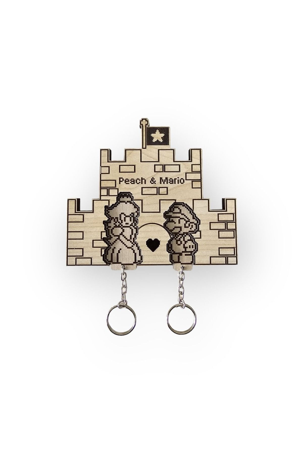 Dalyan Super Mario Keychain Set , Key Hanger , Wooden , Upward Facing Keychain