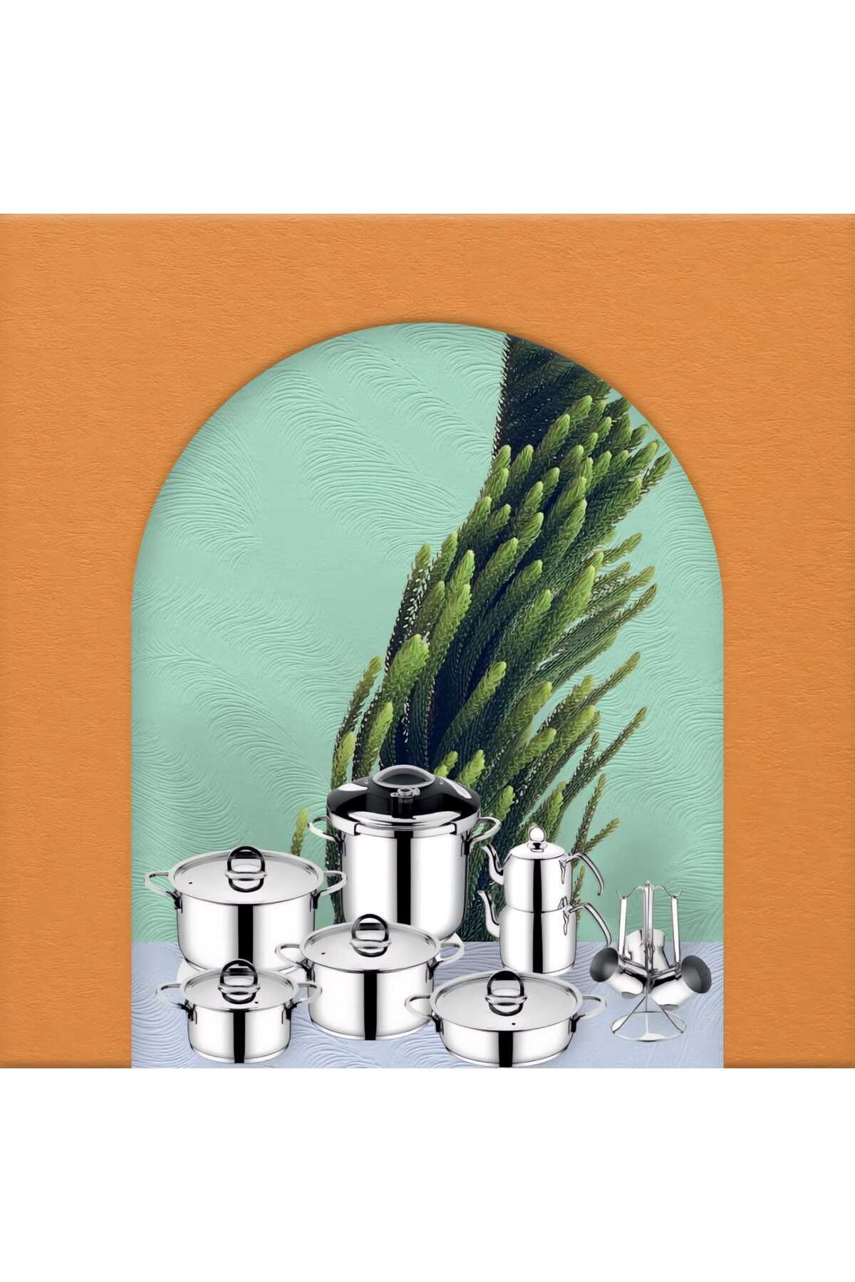 Plain 18-Piece Sahara Dowry Set with Steel Clipso Lid Mehay HOME-2023