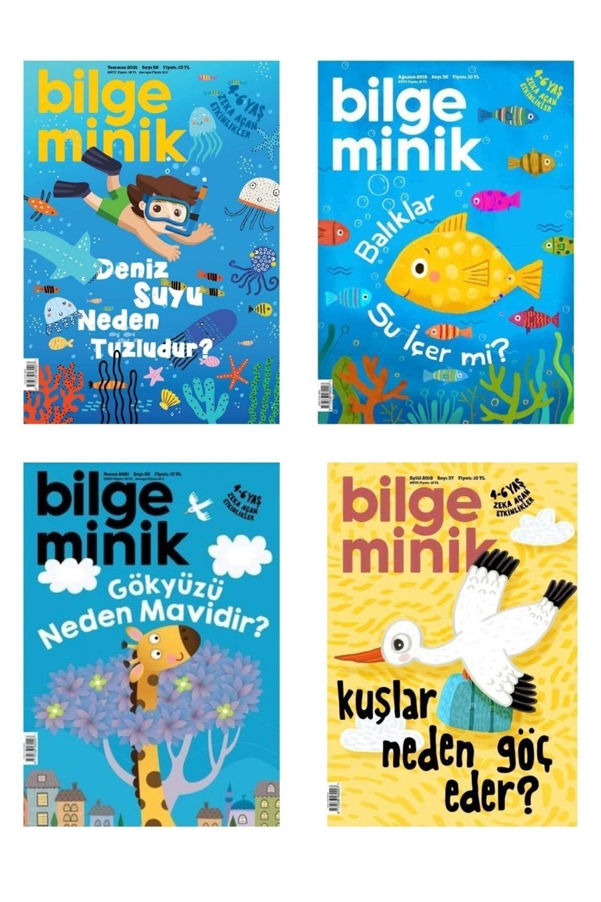 Balıklar Su Içer Mi ? - Gökyüzü Neden Mavidir ? - Kuşlar Neden Göç Eder ? - 4 Dergi Tatil Seti