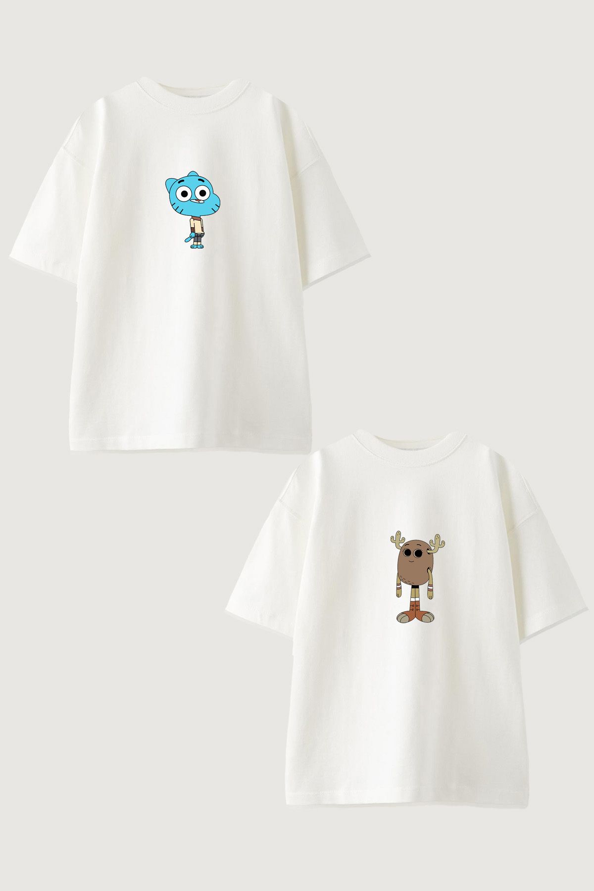 THEWERT Dear Gunball Penny - Set De 2 Tricouri Albe Supradimensionate Unisex Unisex - XL