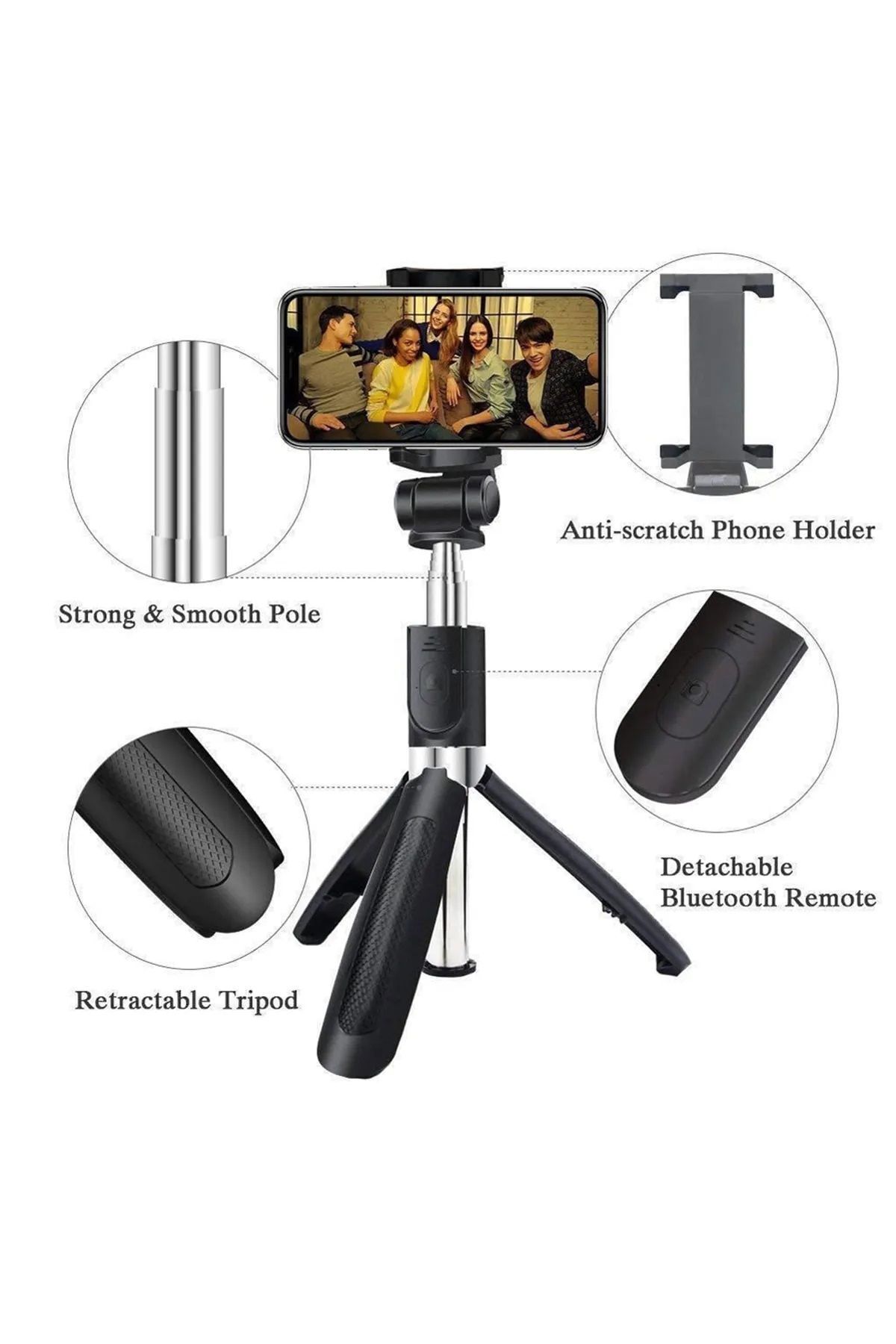 dual band-Black Tripod Selfie Stick - Remote Controlled, 2-in-1 Design 2