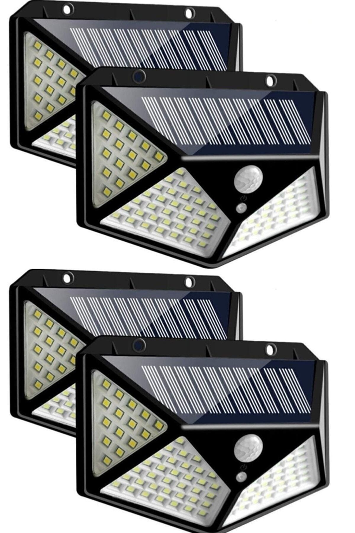 gaman 4 Adet 100 Led Işıklı Solar Güneş Enerjili Hareket Sensörlü Bahçe Garaj Ev Aydınlatma Lambası