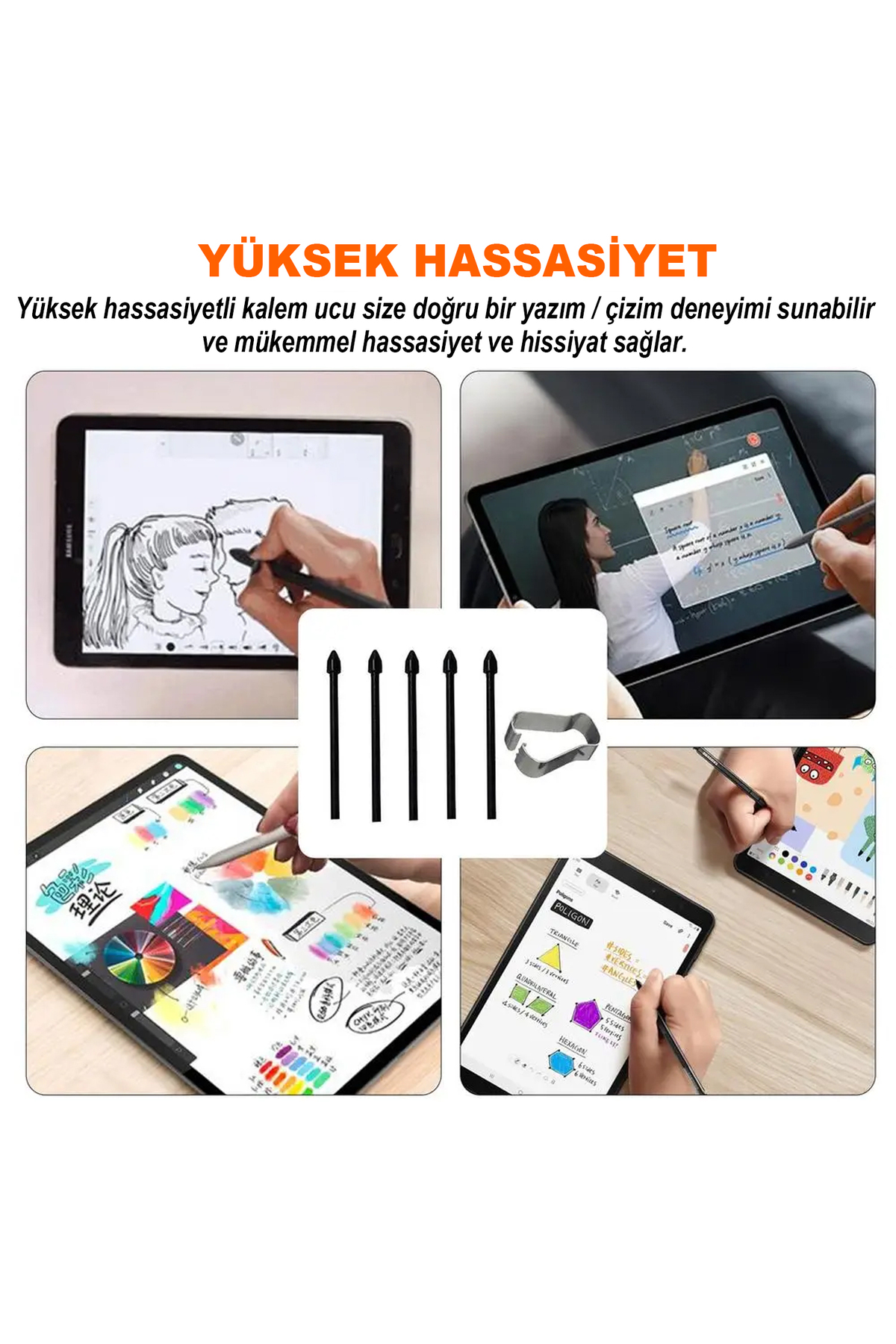Galaxy S Pen Dokunmatik Kalem ile Uyumlu Yedek Uç 5 Adet SPen Tips + Takma Aparatı AL4464 4