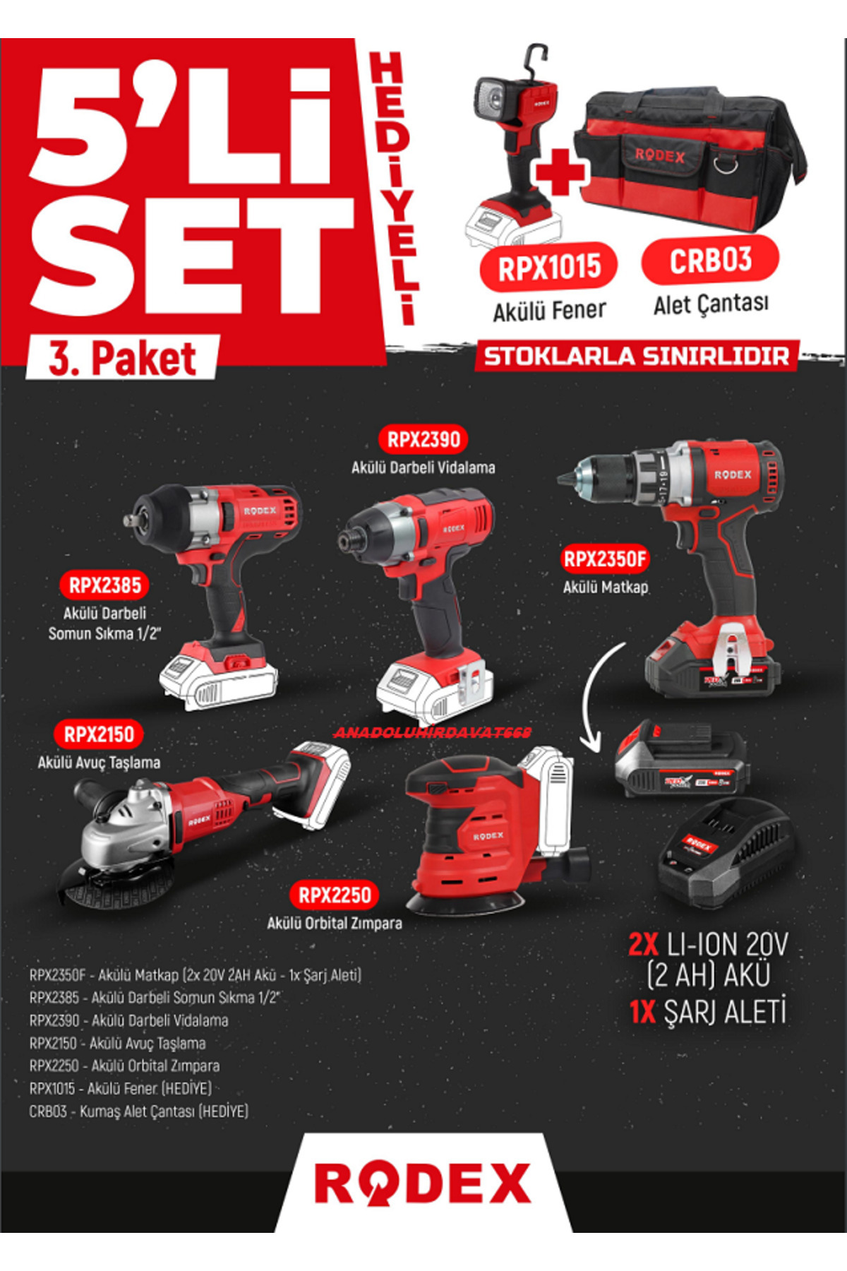 RDX PRO3 AKÜLÜ SET BİJON SÖKME MATKAP TAŞLAMA ZIMPARA AKÜLÜ MATKAP