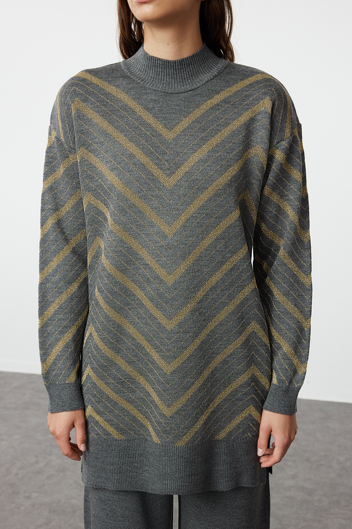 Trendyol Modest-Antracitový úpletový svetr a kalhoty – TCTAW25US00010 3