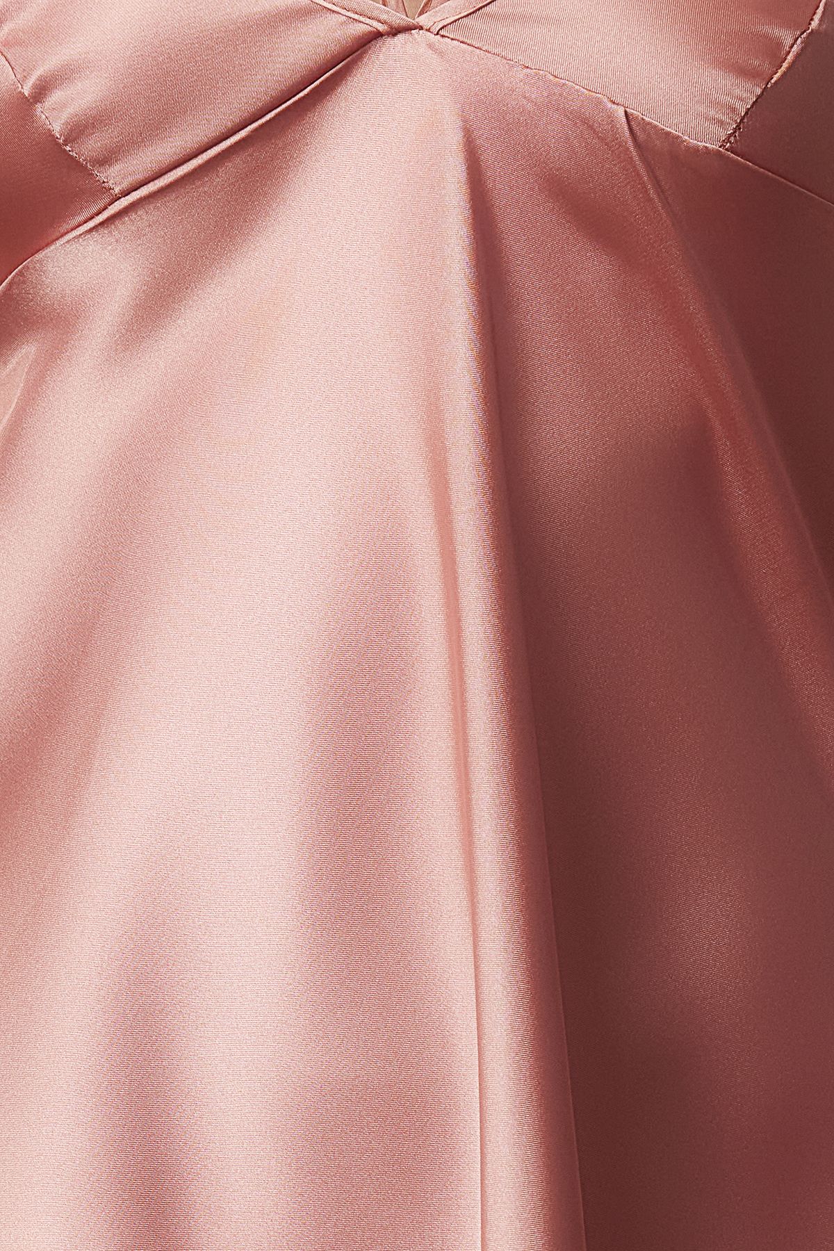 Trendyol Collection-Schickes Nachthemd aus Satin mit Seilträgern und Paspelierung, THMAW24LL00001 3
