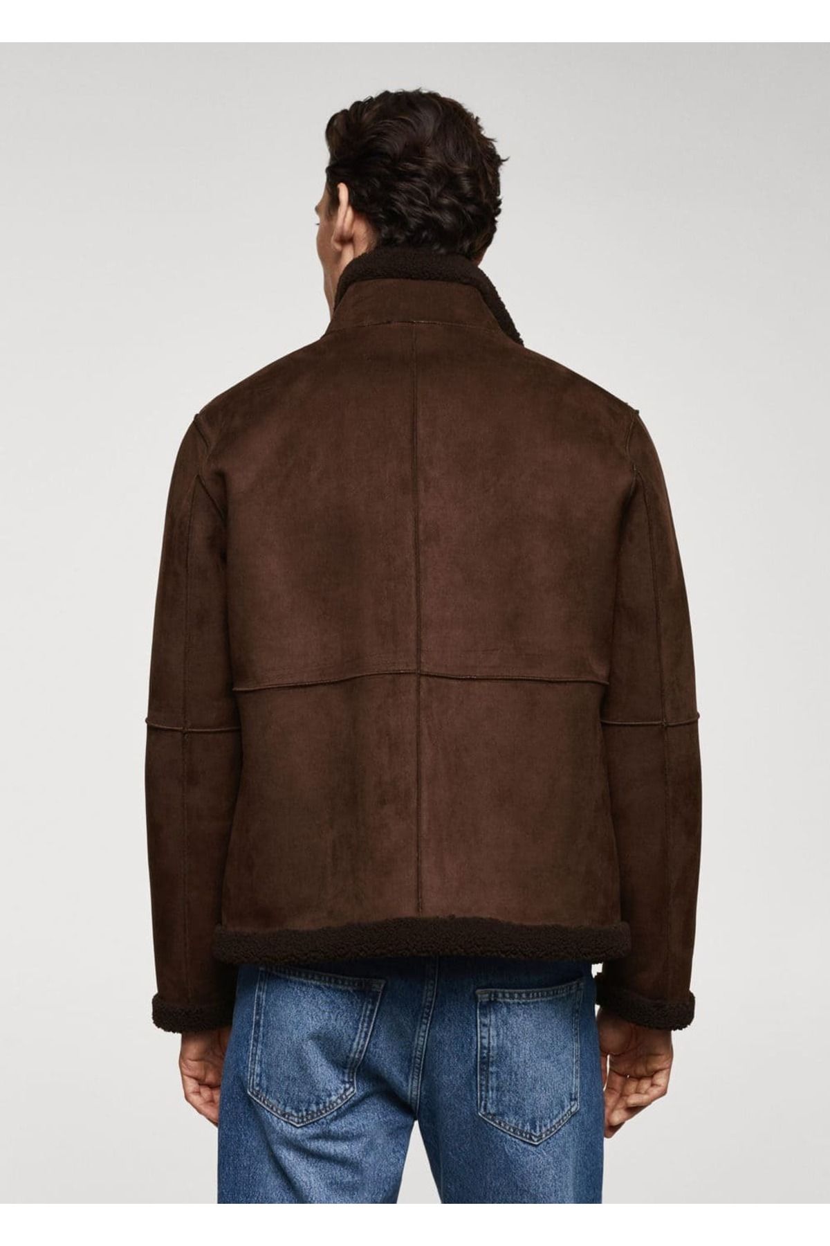 MANGO Man-Jacke in Lederoptik mit Kunstfellfutter 4