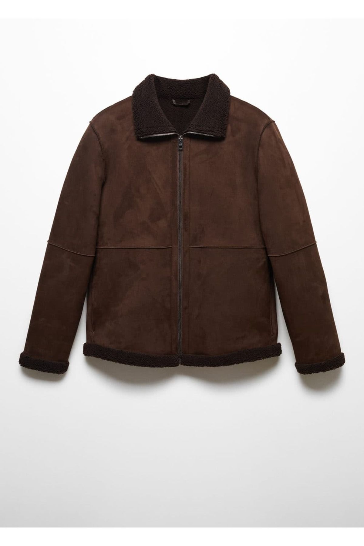 MANGO Man-Jacke in Lederoptik mit Kunstfellfutter 3
