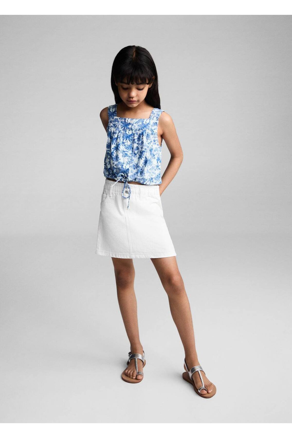 دامن دخترانه مانگو کیدز MANGO Kids اورجینال دخترانه کد کالا 77041008 - تصویر 2