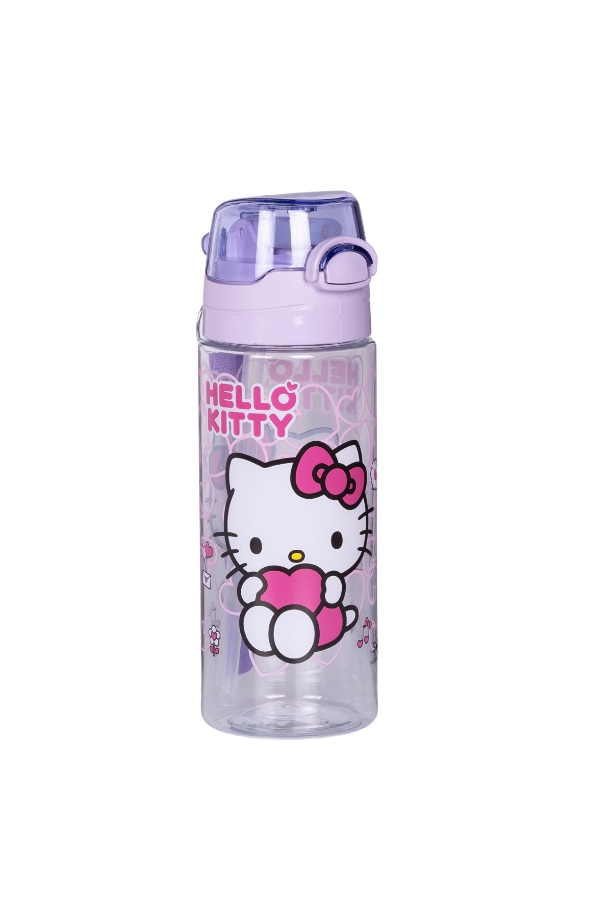500 ml Hello Kitty Pipetli Askılı Kilitlenebilir Su Matarası