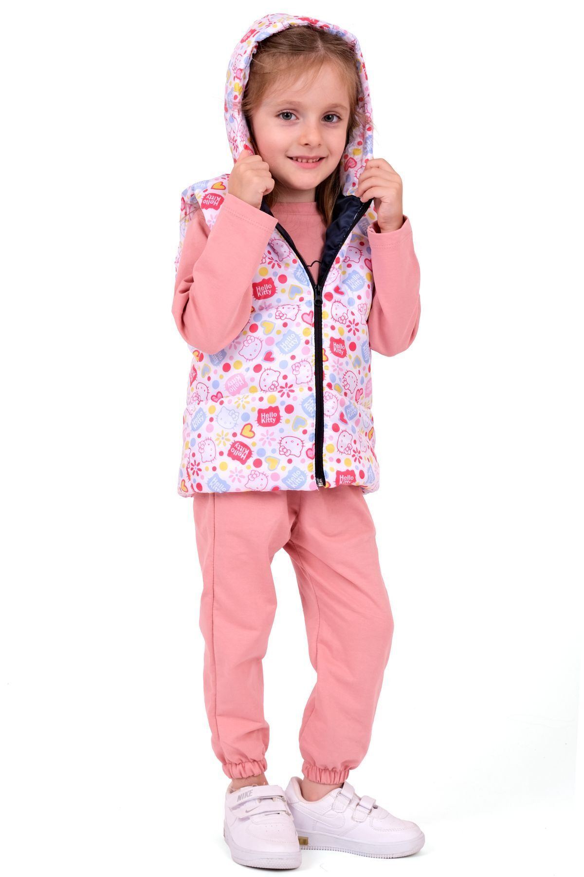 Monttini-Hello Kitty Patterned Inflatable Vest and Top Kids Set - 2 Thread, Set of 3 4