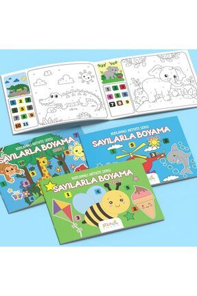 STAAU Çocuk Kodlamalı Aktivite Serisi - Sayılarla Boyama Kitabı - 3'lü Set - ...