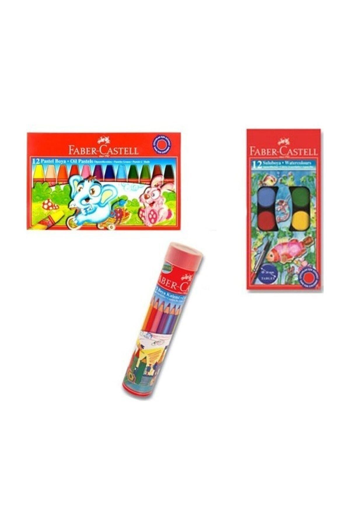 Faber Castell Faber-Castell Pastel + Sulu + Kuru Boya Seti 3'lü