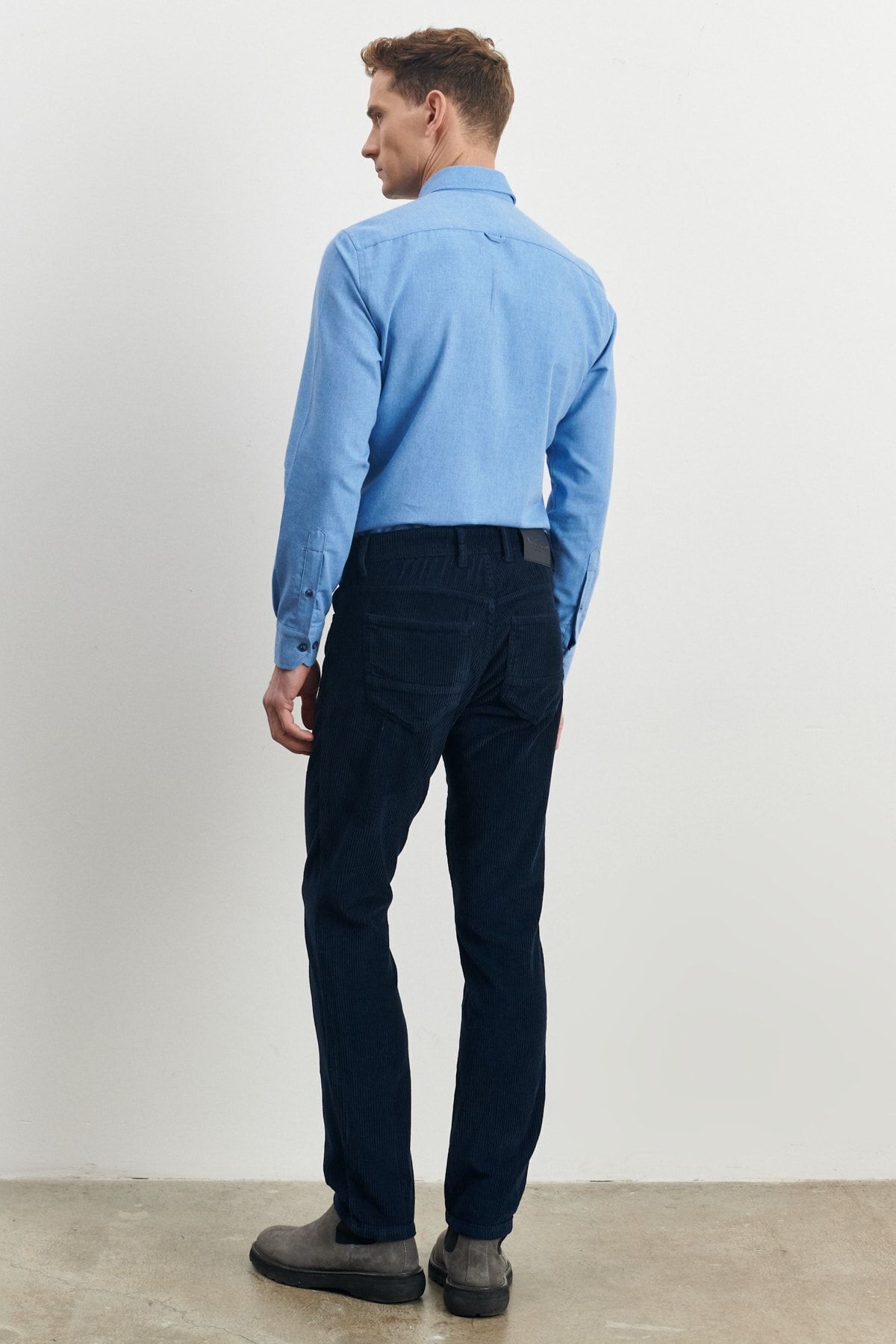 ALTINYILDIZ CLASSICS-Men's Navy Blue Slim Fit Slim Fit Flexible Velvet Trousers 6