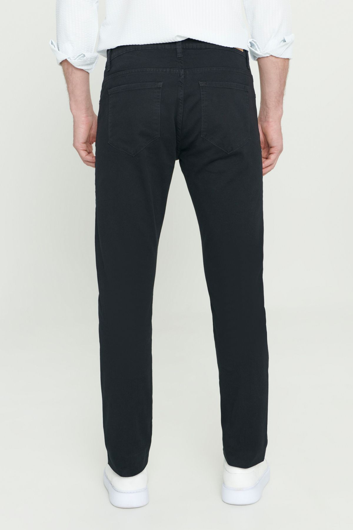 Erkek Siyah Slim Fit Dar Kesim 5 Cep Pamuklu Kanvas Esnek Chino Pantolon