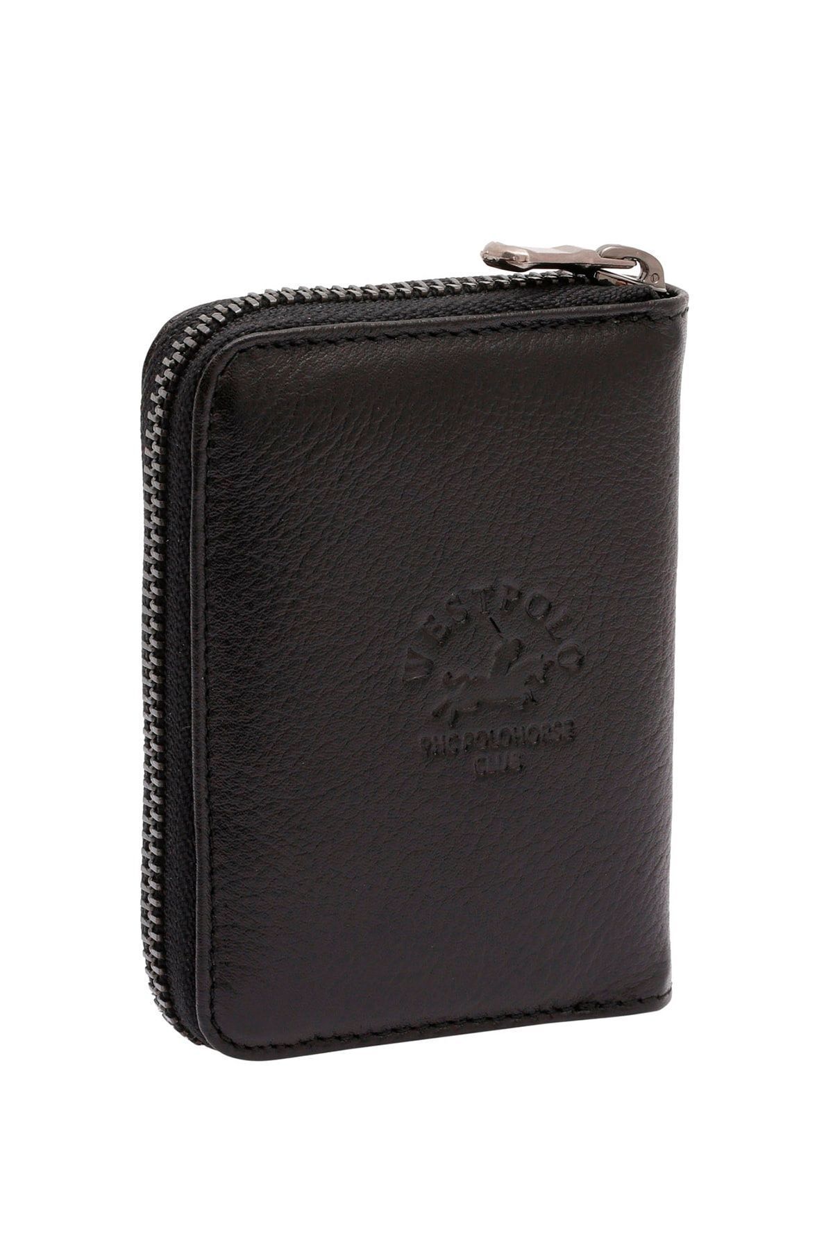 کیف پول مردانه و زنانه WEST POLO GENUAL چرمی یونیسکس ZIPPERED CARD Westpolo