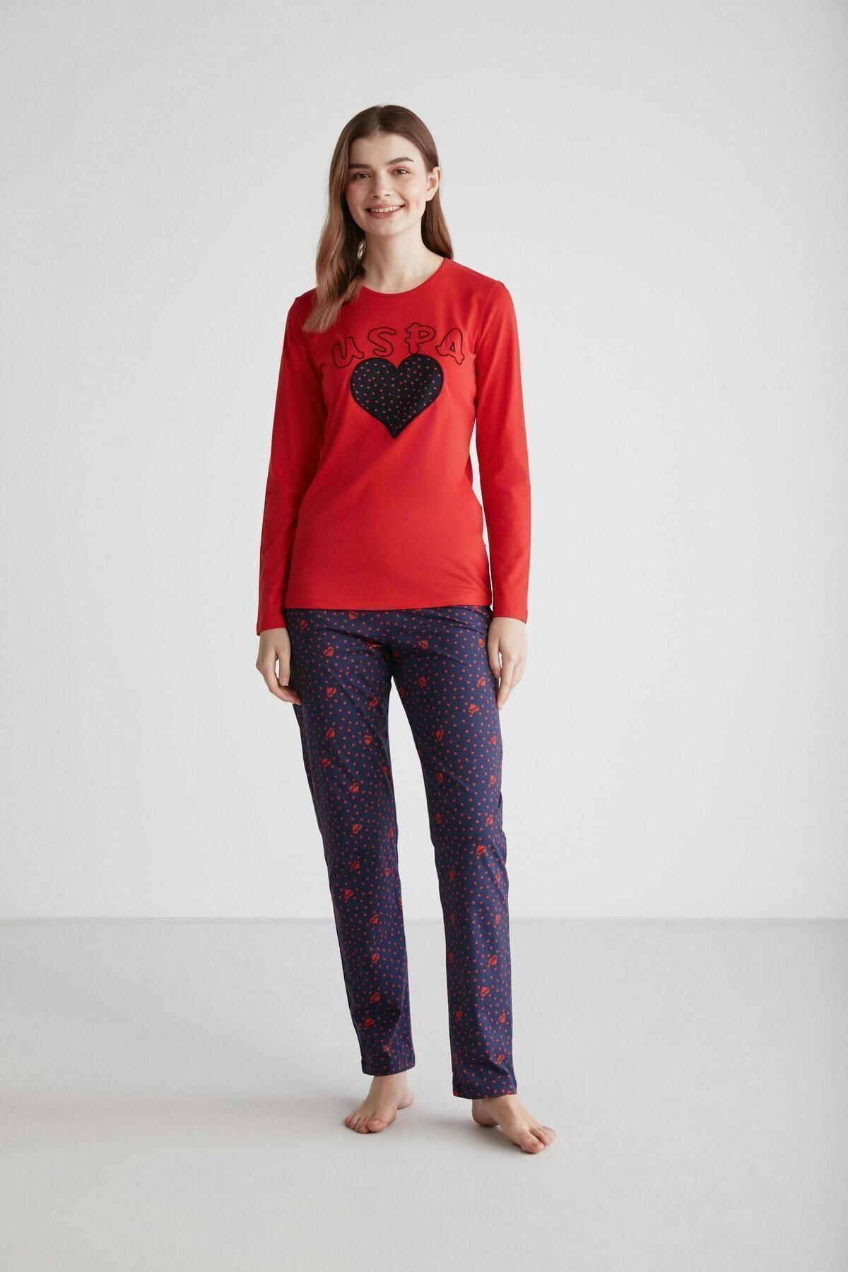 U.S. Polo Assn. 16967 Women s Red Round Neck Long Sleeve Pajamas Set Trendyol
