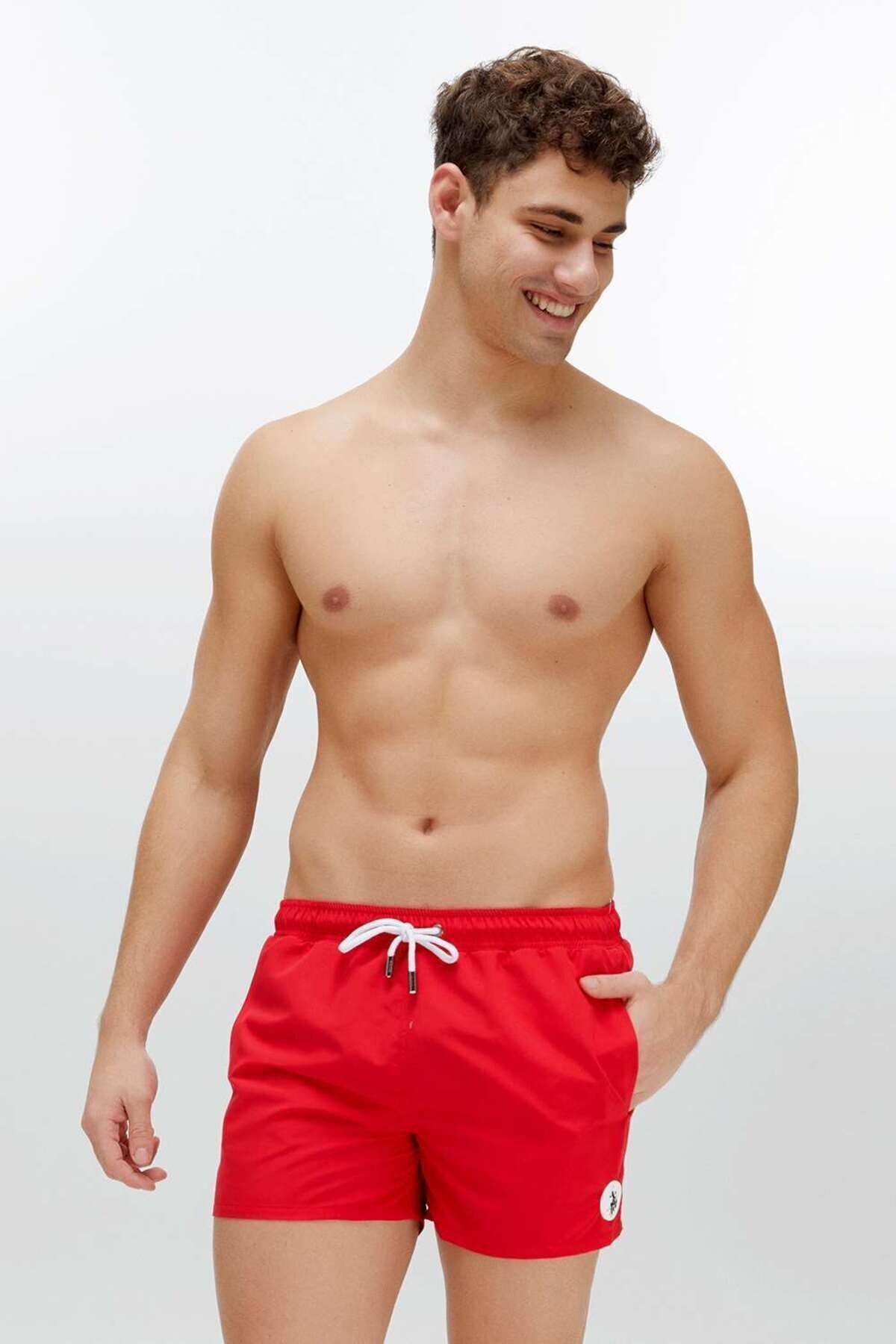 یو اس پولو شورت شنا مردانه سایز متوسط ​​قرمز ۲۲۰۰۶
