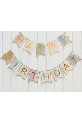 Öztürkpartievi Pastel Renkler Happy Brithday Banner