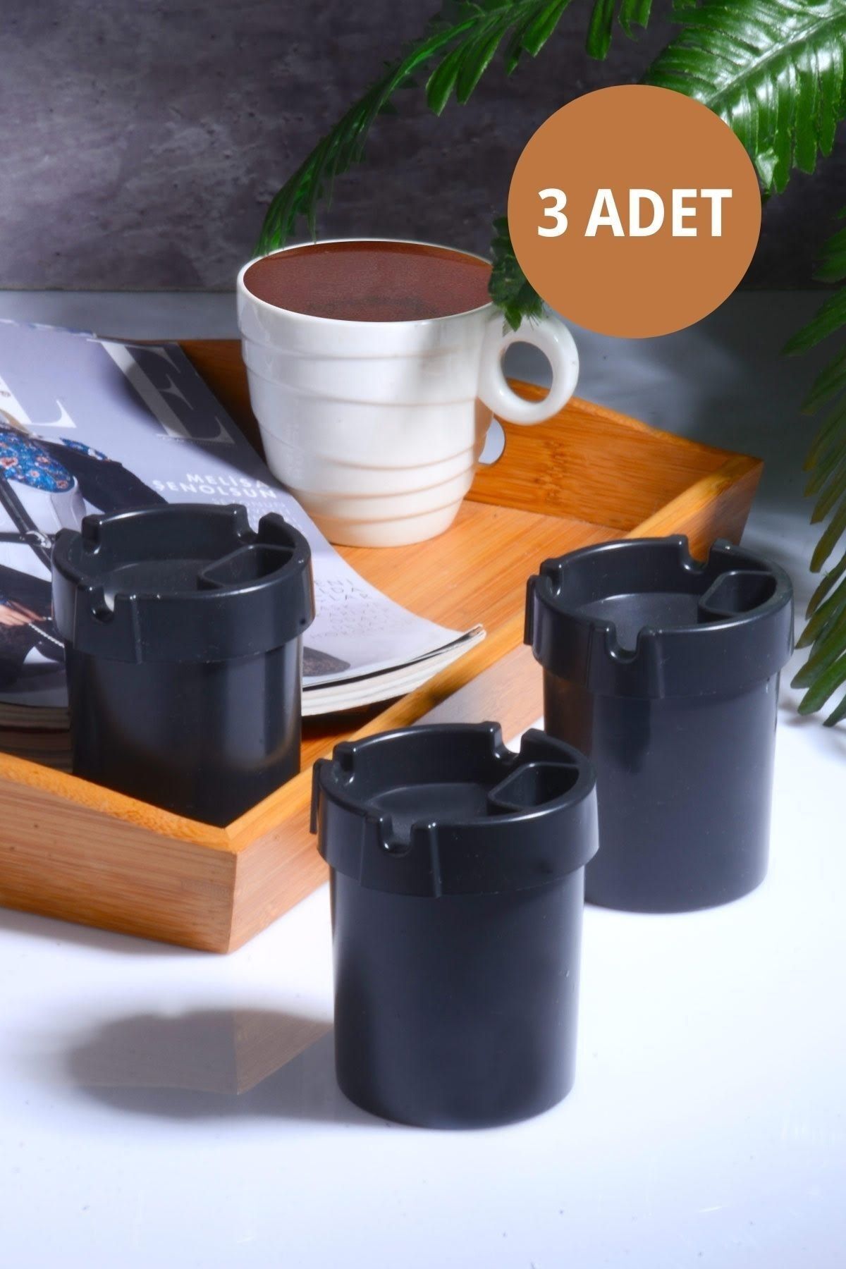 3 Pcs Black Plastic Ashtray with Smell Proof Lighter Holder Car Ashtray Ashtray