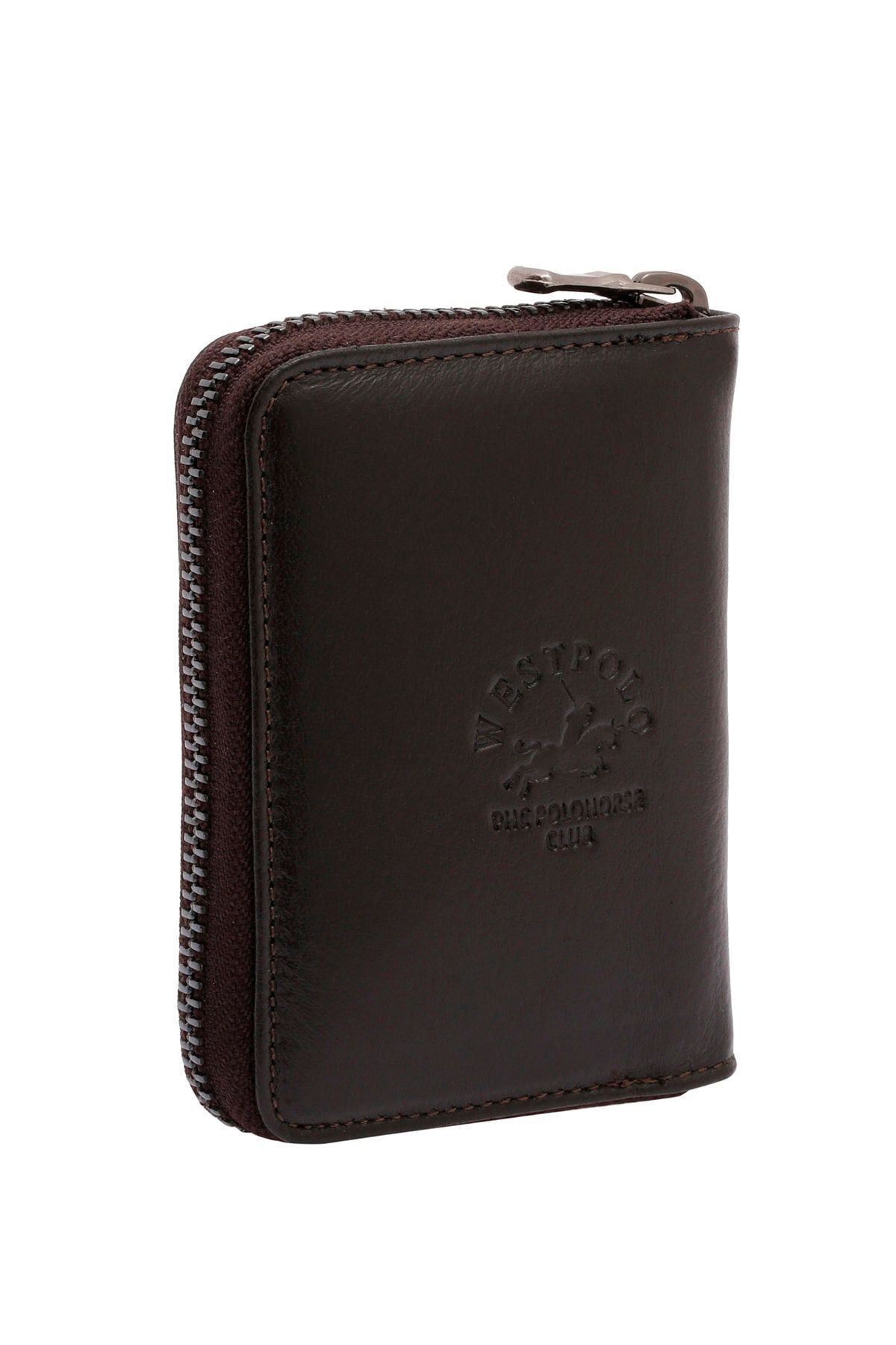 کیف پول مردانه و زنانه WEST POLO GENUAL چرمی یونیسکس ZIPPERED CARD Westpolo