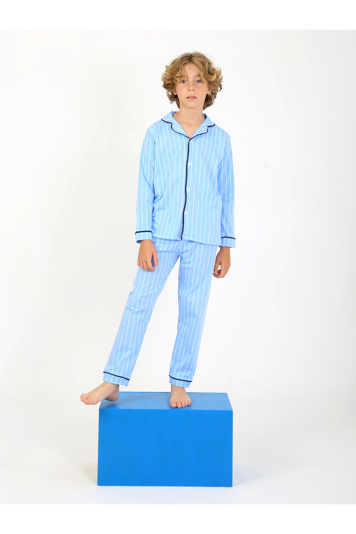 vitmo Çizgili Düğmeli Erkek Çocuk Pijama fotoğrafı 3 (önizleme)