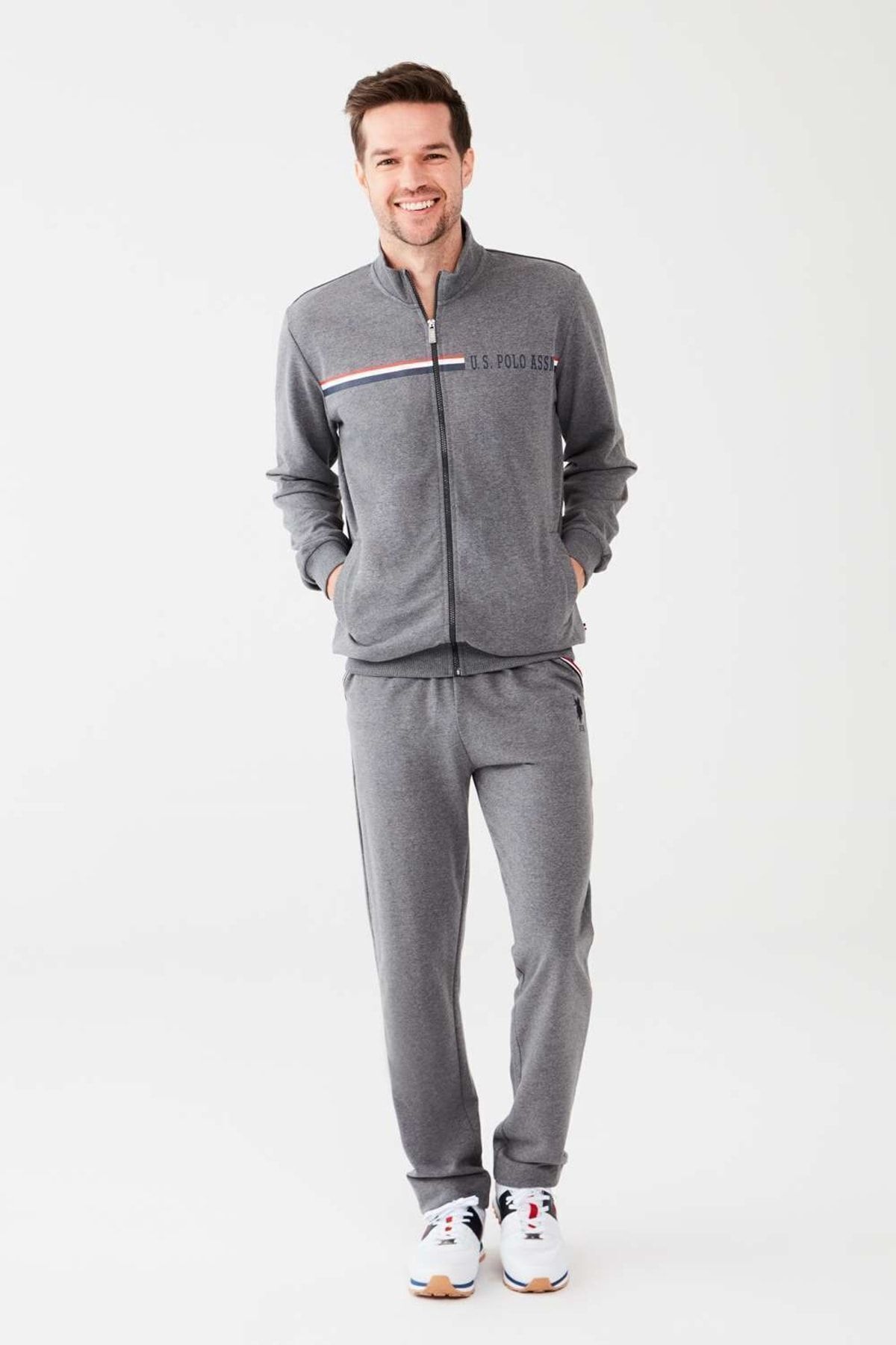 ست پیژامه خاکستری مردانه لباس خواب آنتراسیت ملانژ U.S. Polo Assn.