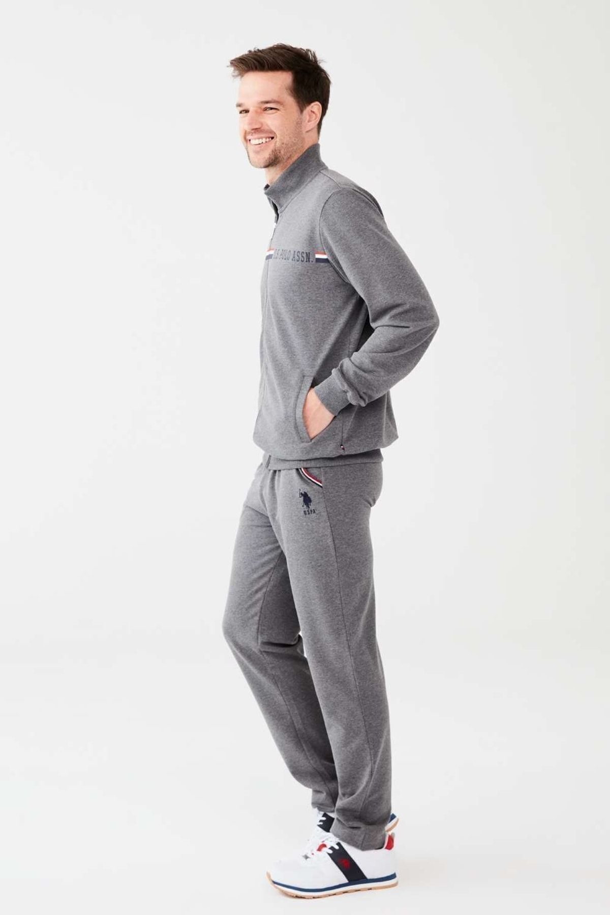ست پیژامه خاکستری مردانه لباس خواب آنتراسیت ملانژ U.S. Polo Assn.