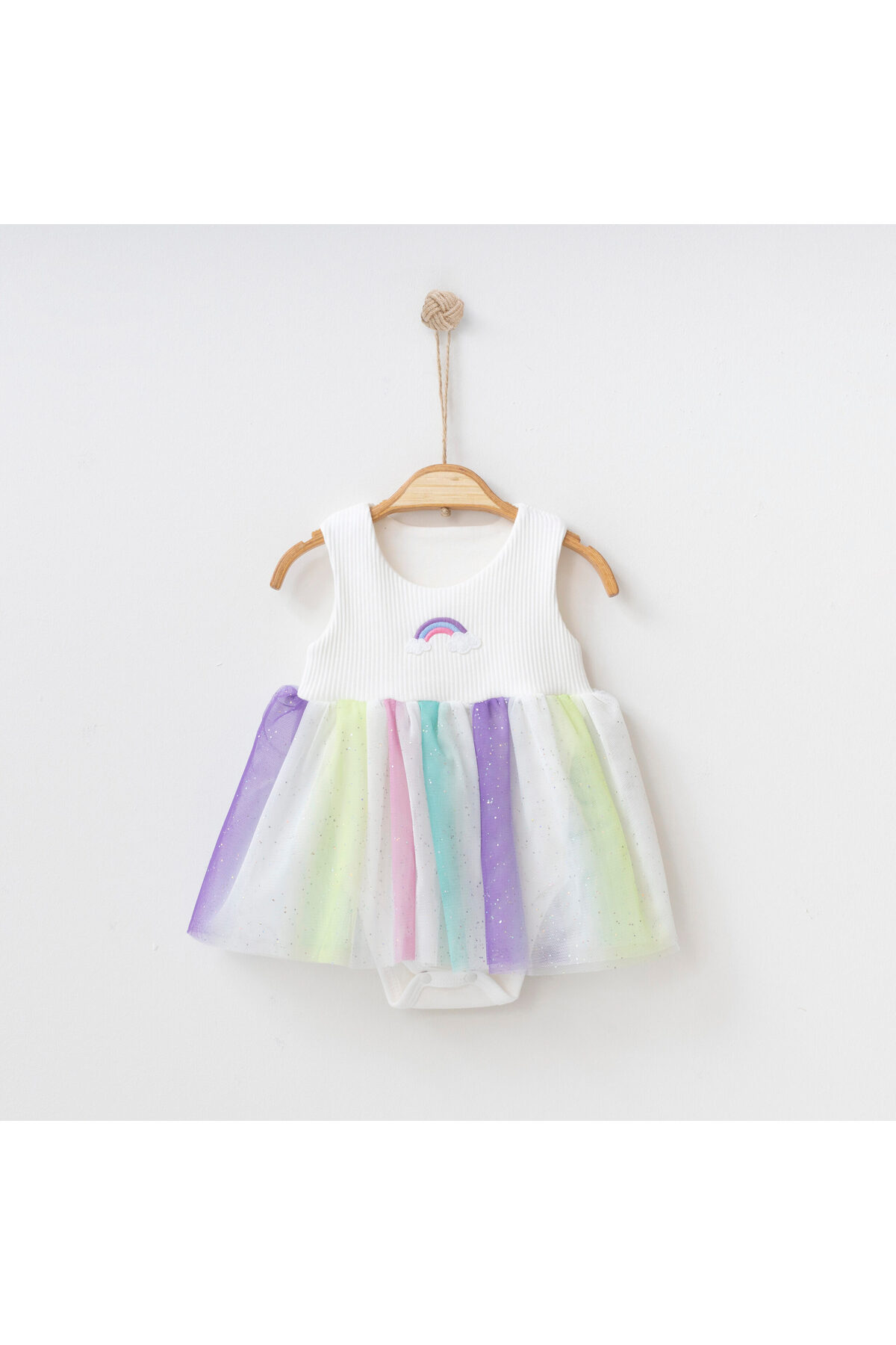 Cotton Baby Bodysuit Dress with Tutu Skirt and Bottom Snap Fastener