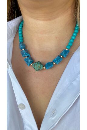 TAKIMOON Turkuaz Mavi Boncuk Kolye