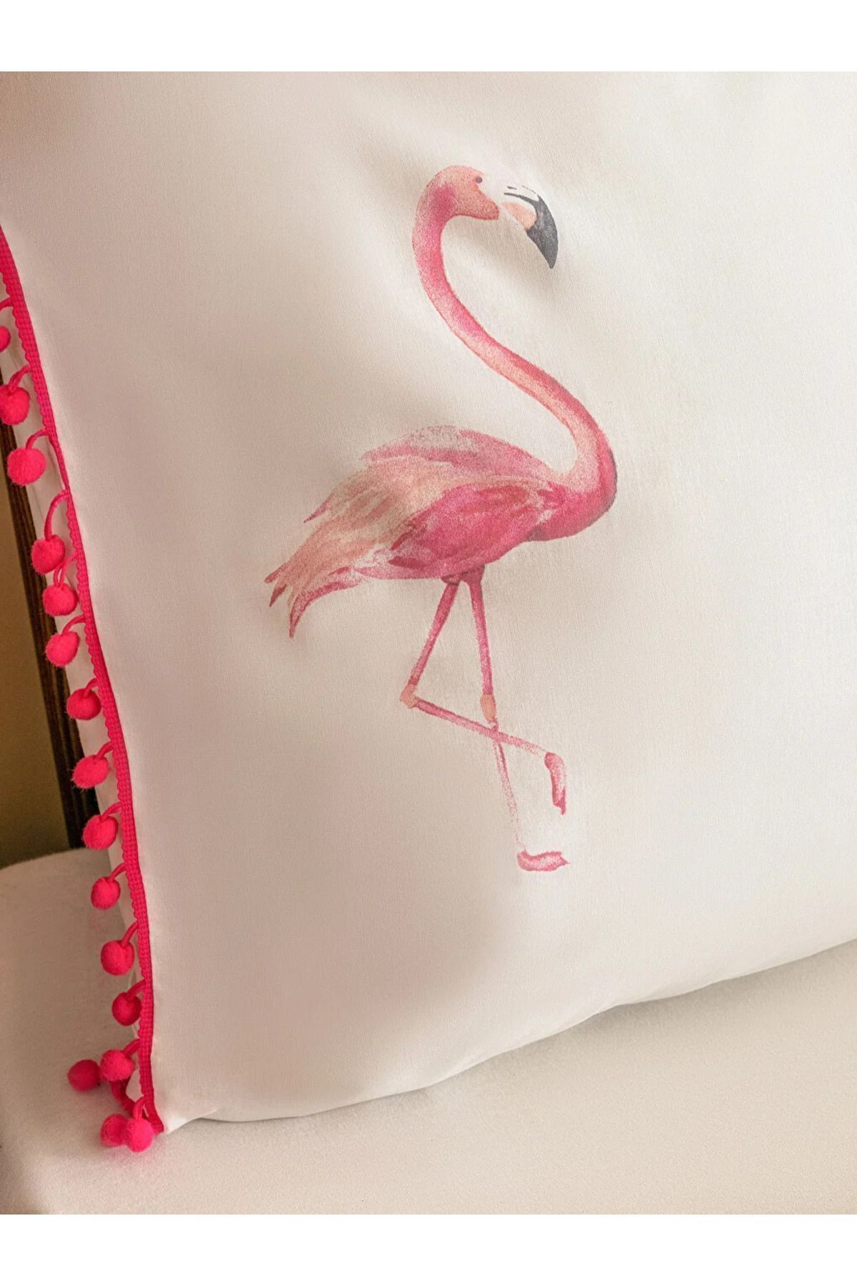 LC Waikiki-Set de știucă albă Lcw Home Pink Flamingo imprimat dublu (TRANSMISIBIL). 4